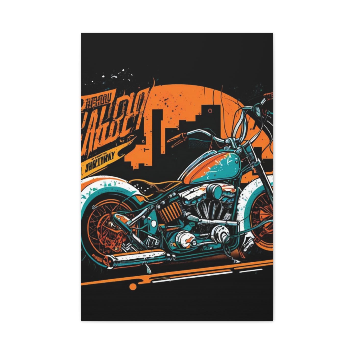 Classic Blue Painting Motorcycle Wall Art & Canvas Prints