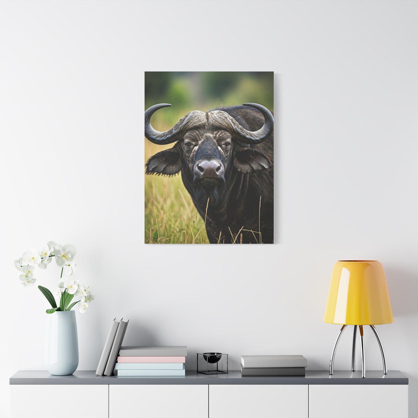 Cape Buffalo in Savannah Grassland Portrait Wall Art & Canvas Print