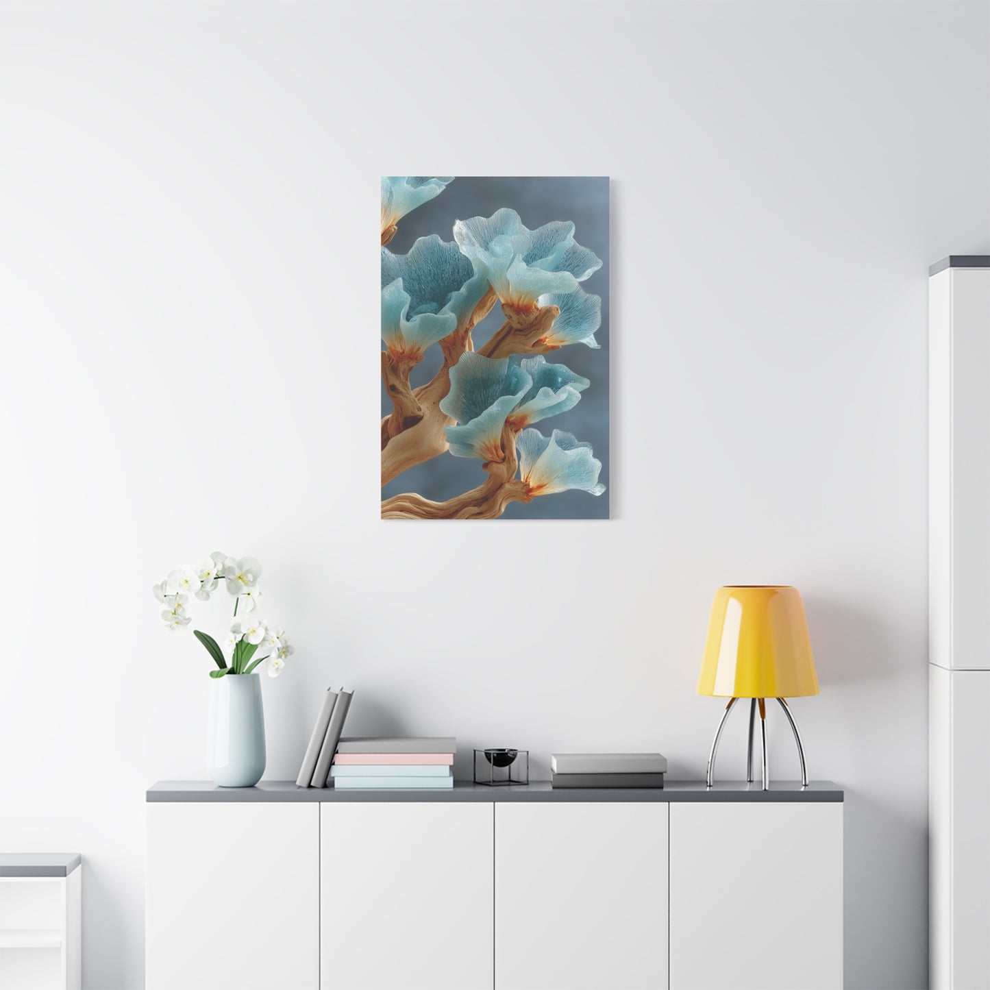 Driftwood and Sea Glass Floral Sculpture Wall Art & Canvas Print