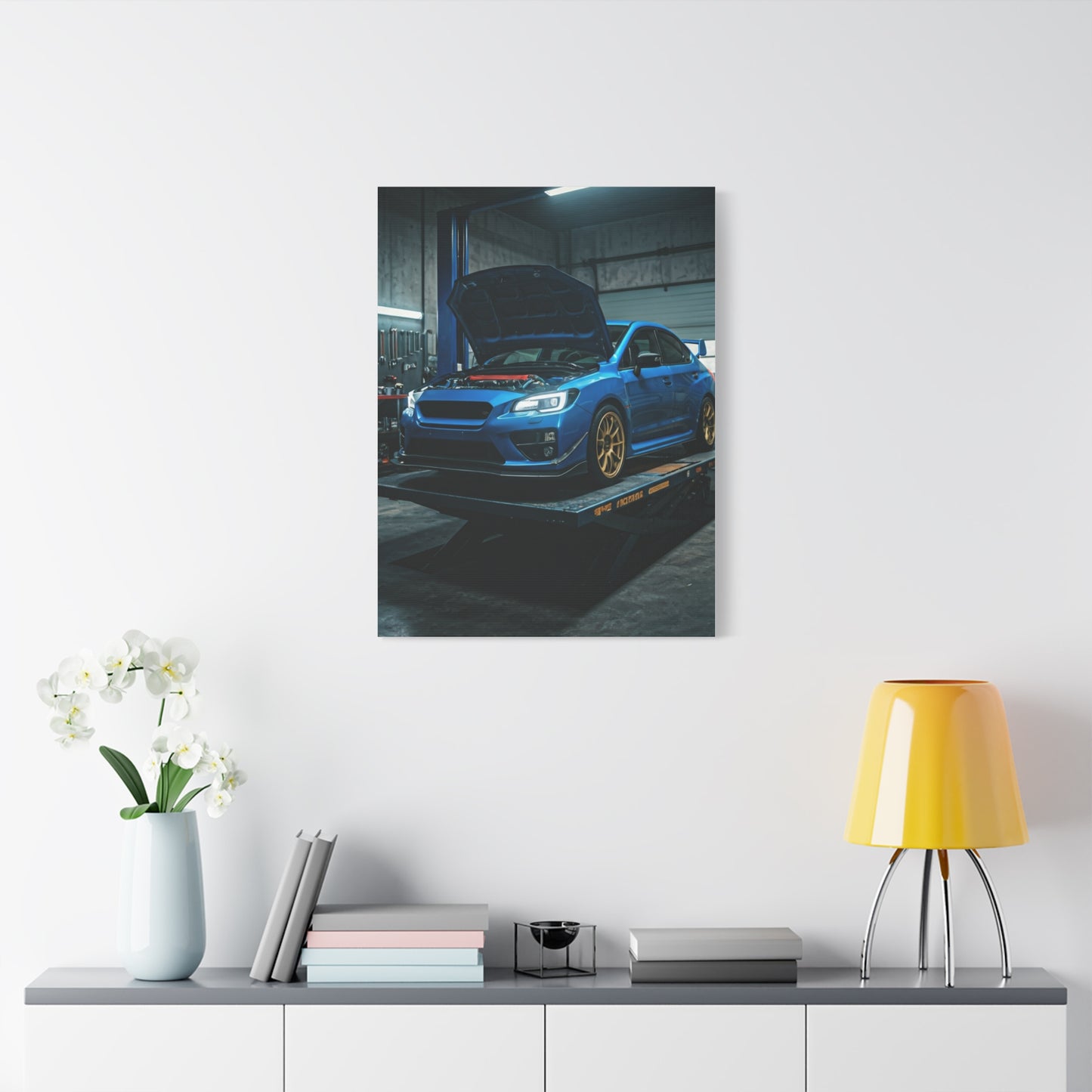 Subaru WRX STI Performance Workshop Scene Wall Art & Canvas Prints