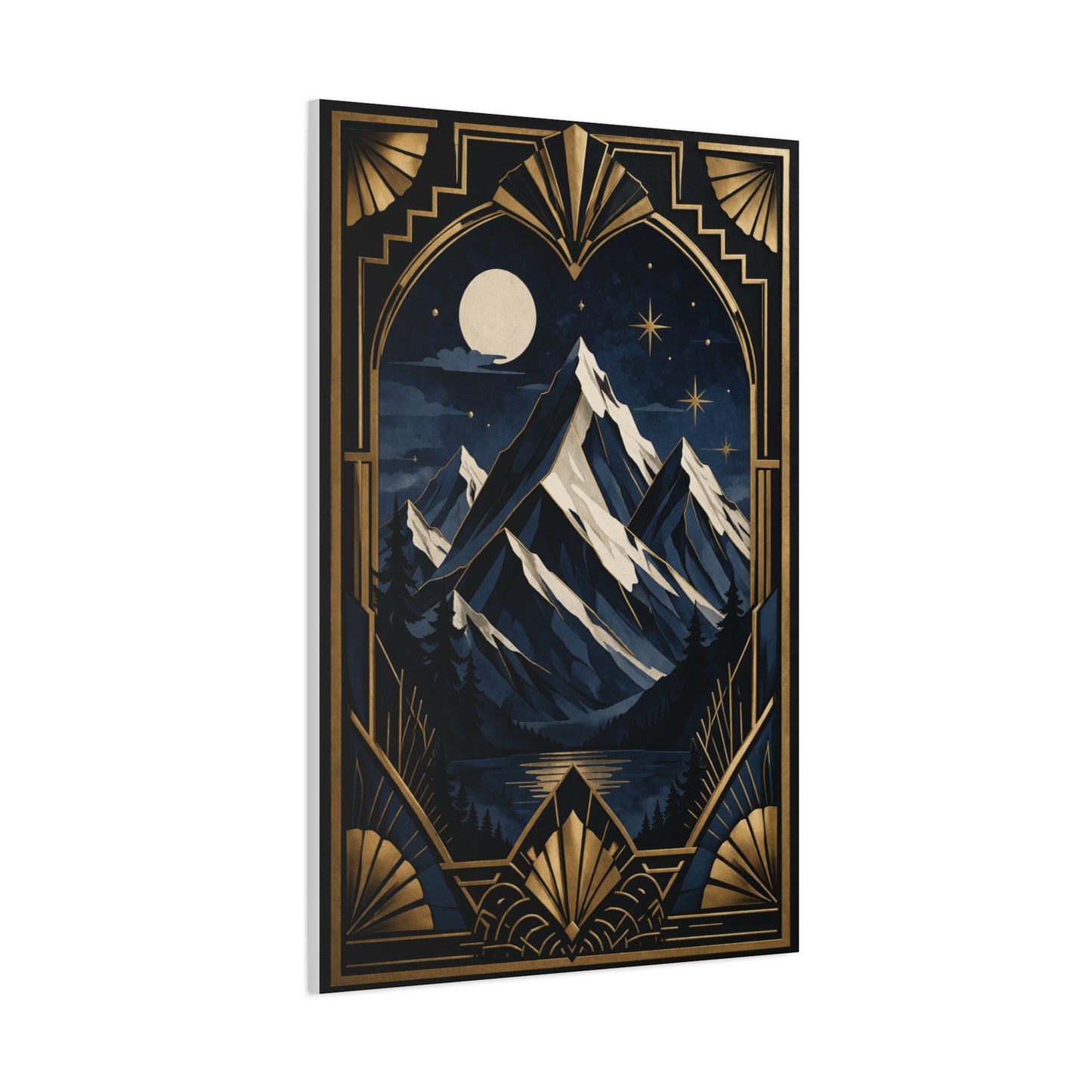 Art Deco Alpine Night Skyline Wall Art & Canvas Print
