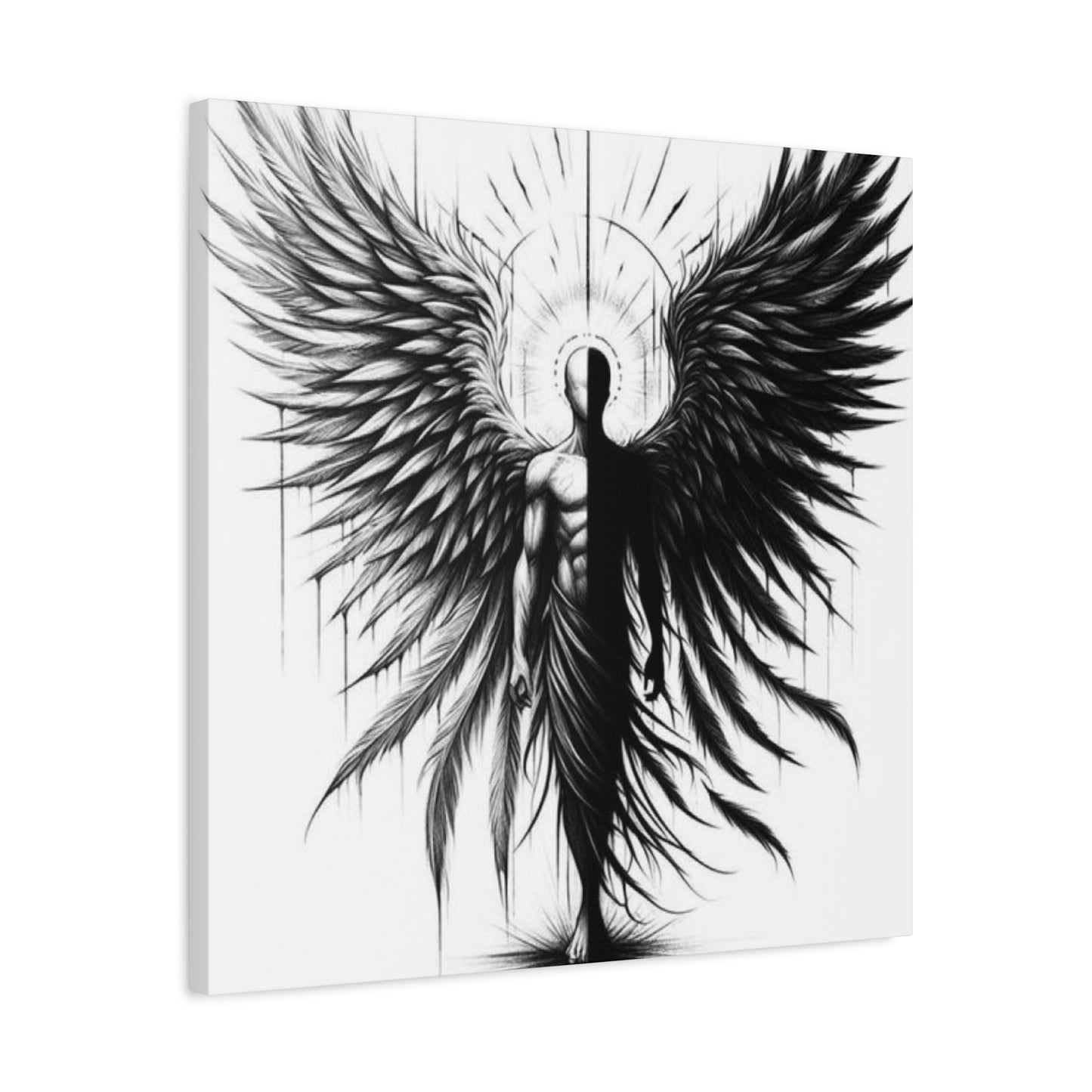 Black and White Angel Wings Tattoo Wall Art & Canvas Prints
