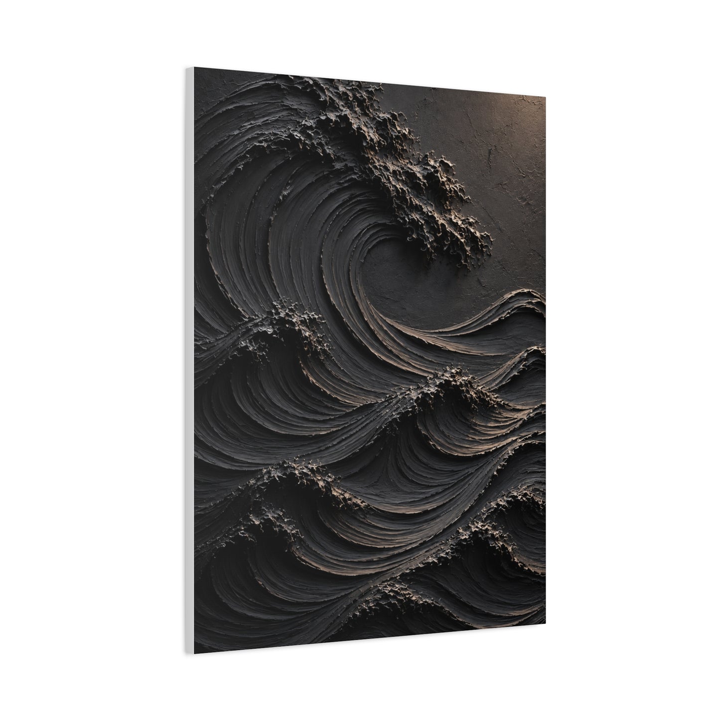 Matte Black Sculptural Ocean Motion Wall Art & Canvas Print