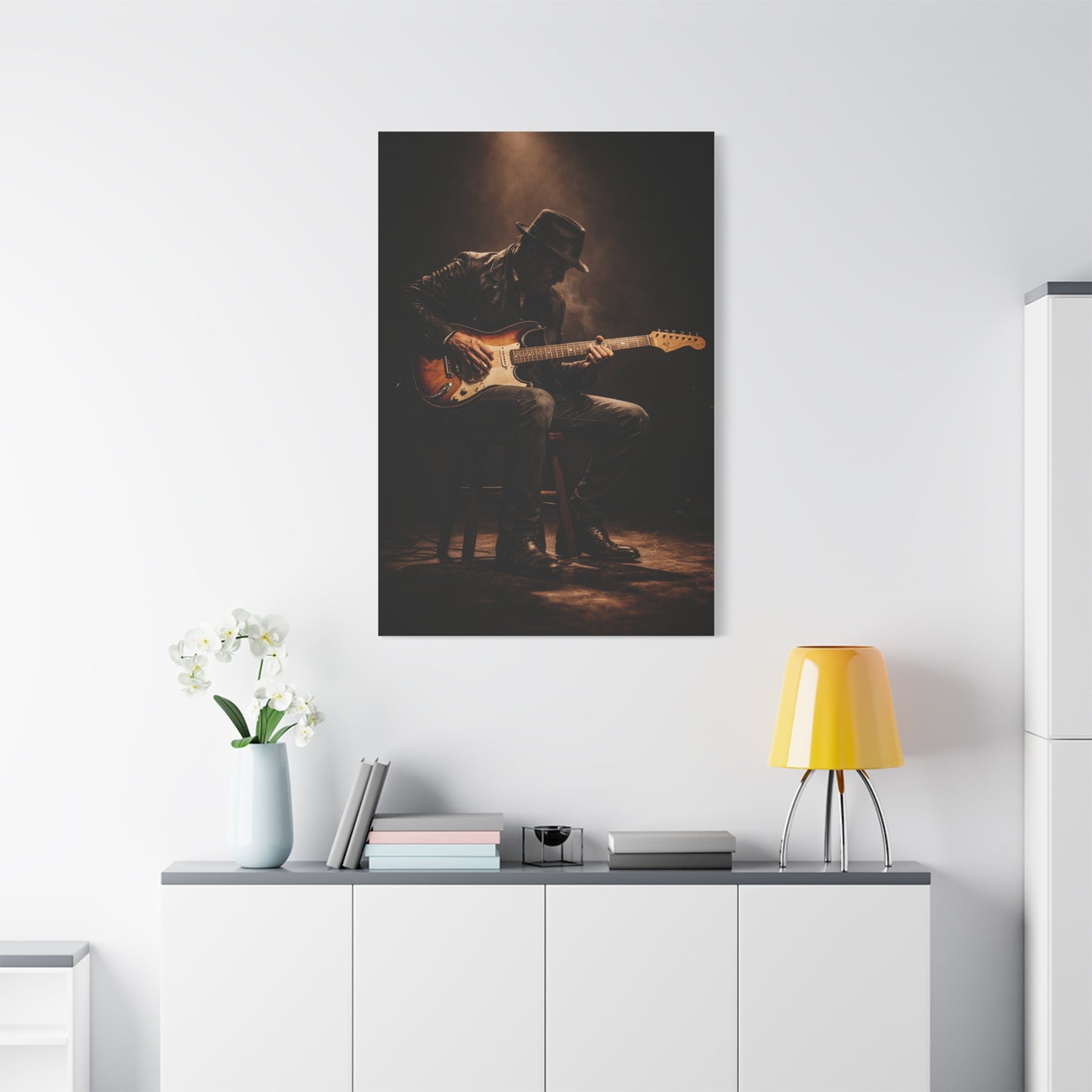 Vintage Electric Guitar Performance Wall Art & Canvas Print