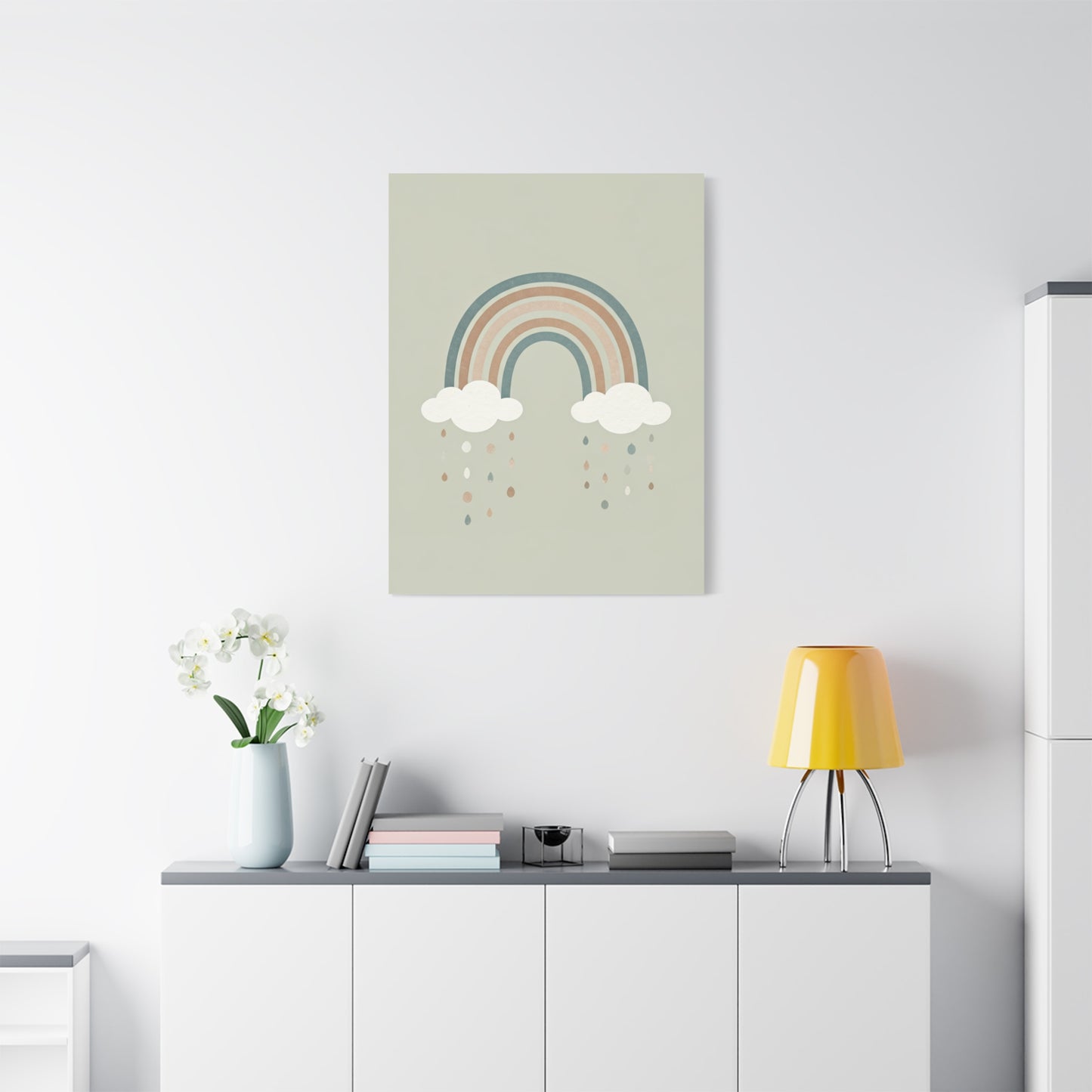 Pastel Rainbow & Clouds Nursery Wall Art & Canvas Print