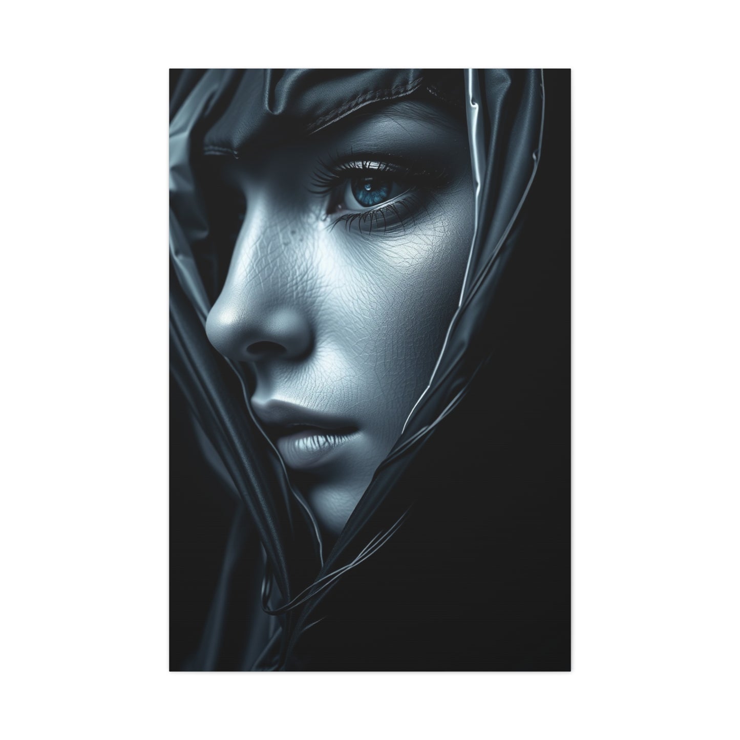 Vision Black, White & Blue Art Art Wall Art & Canvas Print