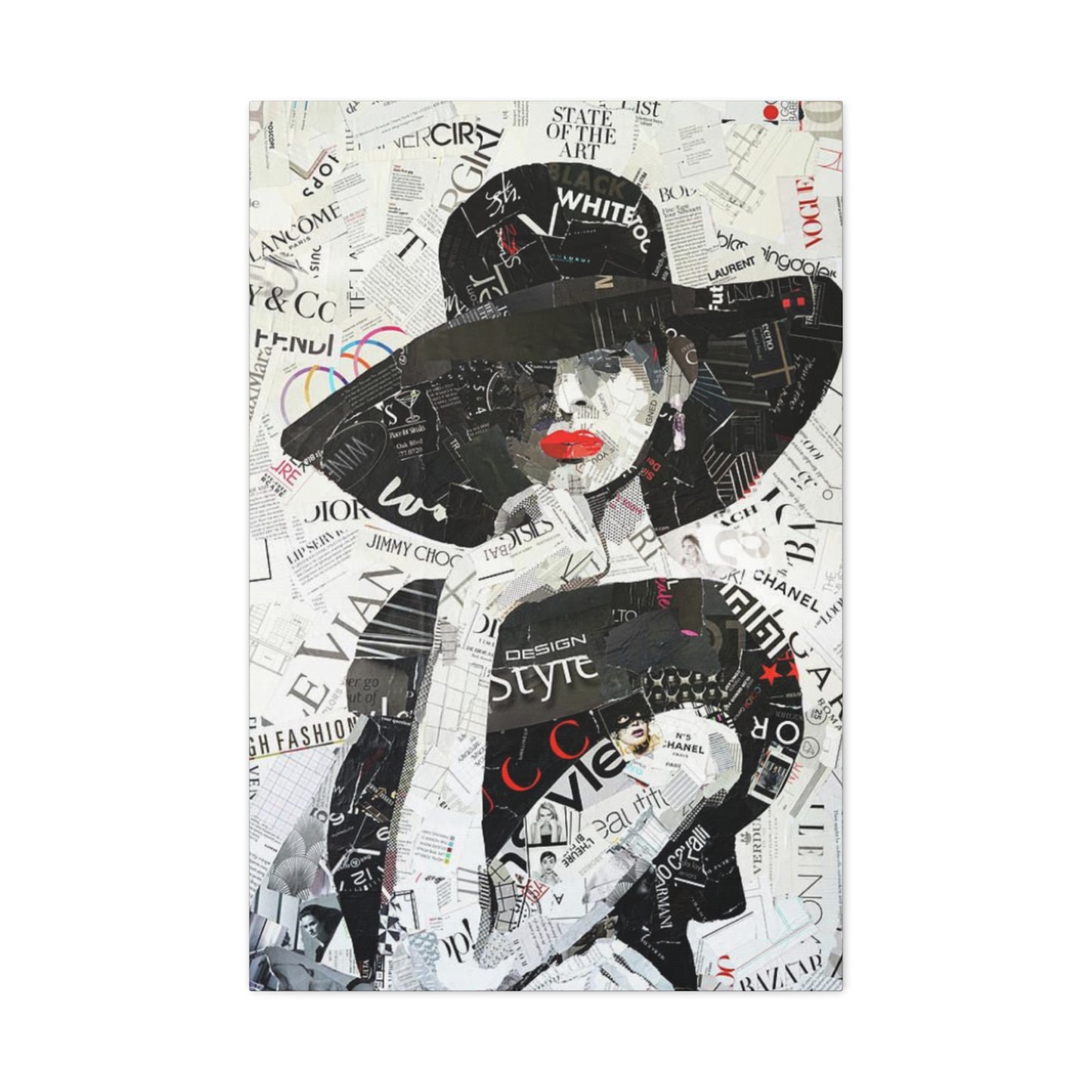 Women With Hat Painting Abstract Mixed Media Wall Art & Canvas Prints
