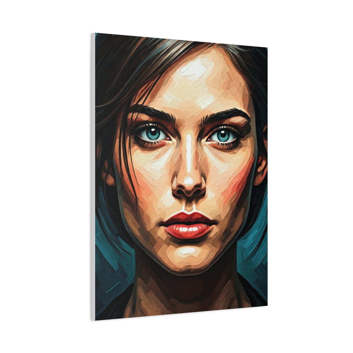 Piercing Azure Gaze Portrait Wall Art & Canvas Print