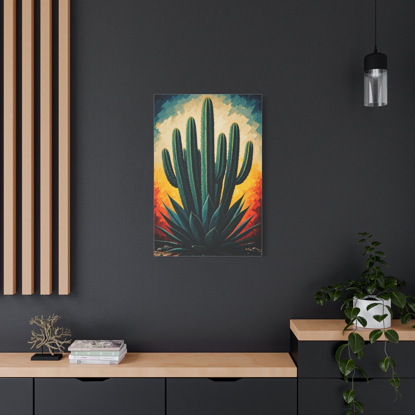 Sunburst Desert Saguaro Illustration Wall Art & Canvas Prints