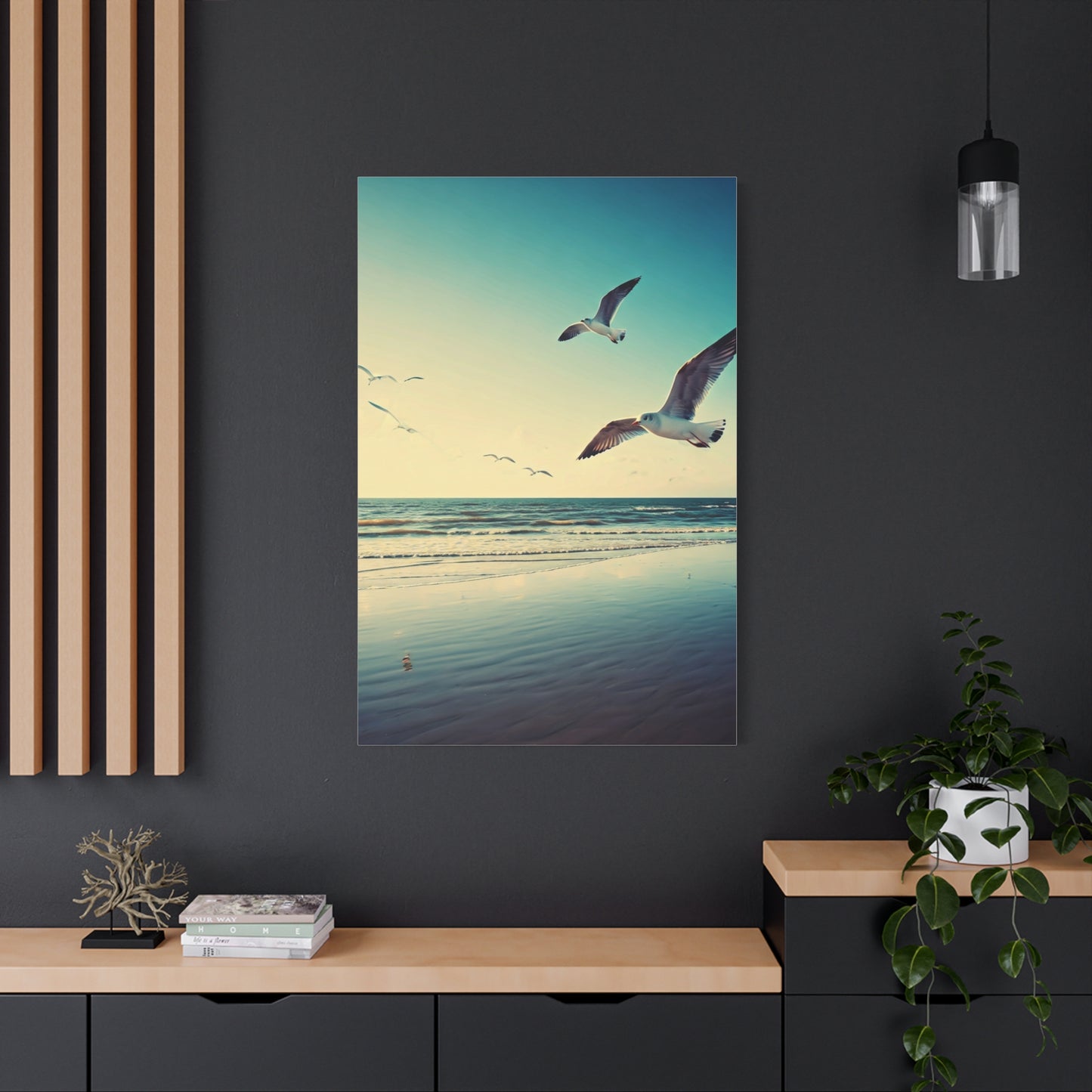 Seagulls in Flight Over Gentle Waves Wall Art & Canvas Prints