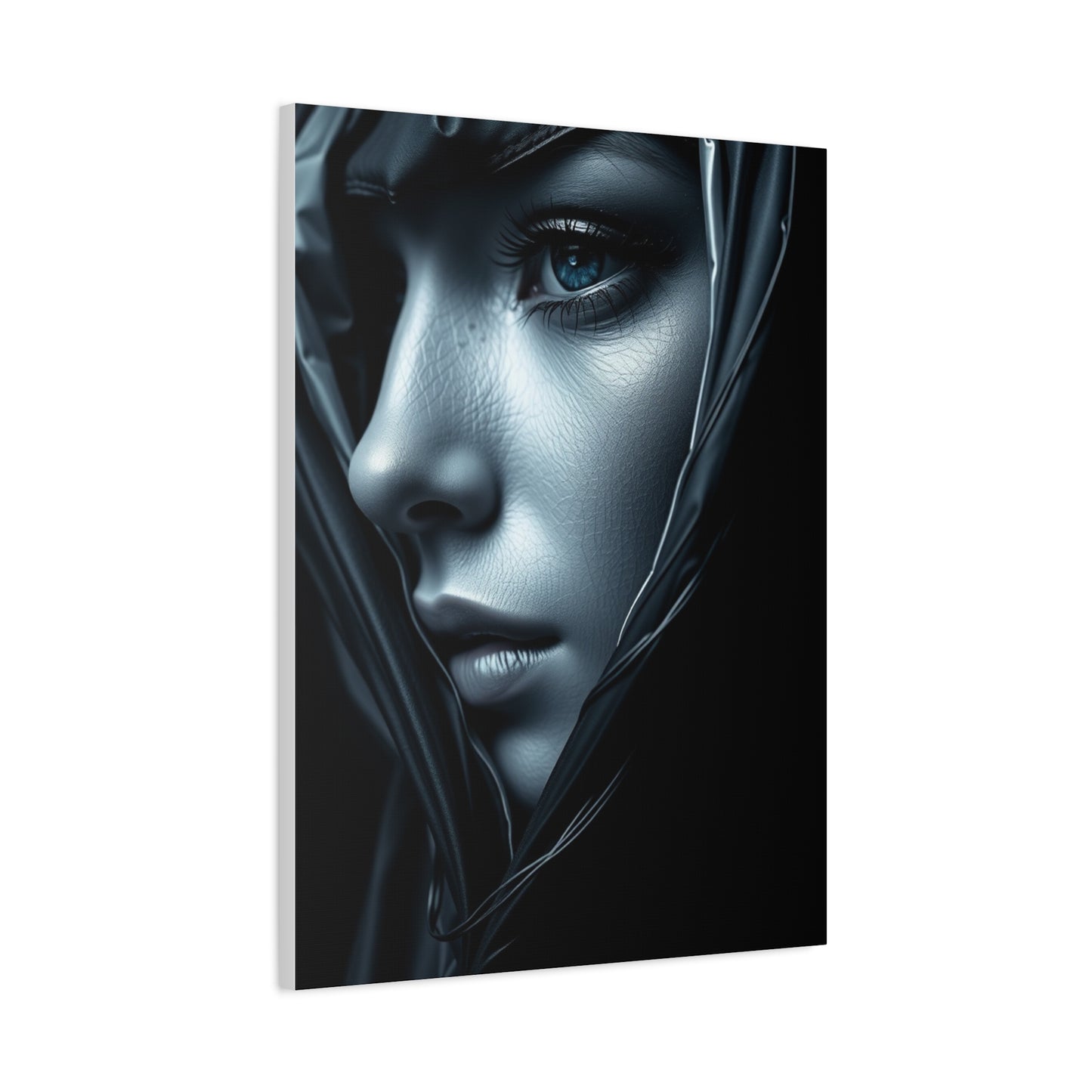 Vision Black, White & Blue Art Art Wall Art & Canvas Print