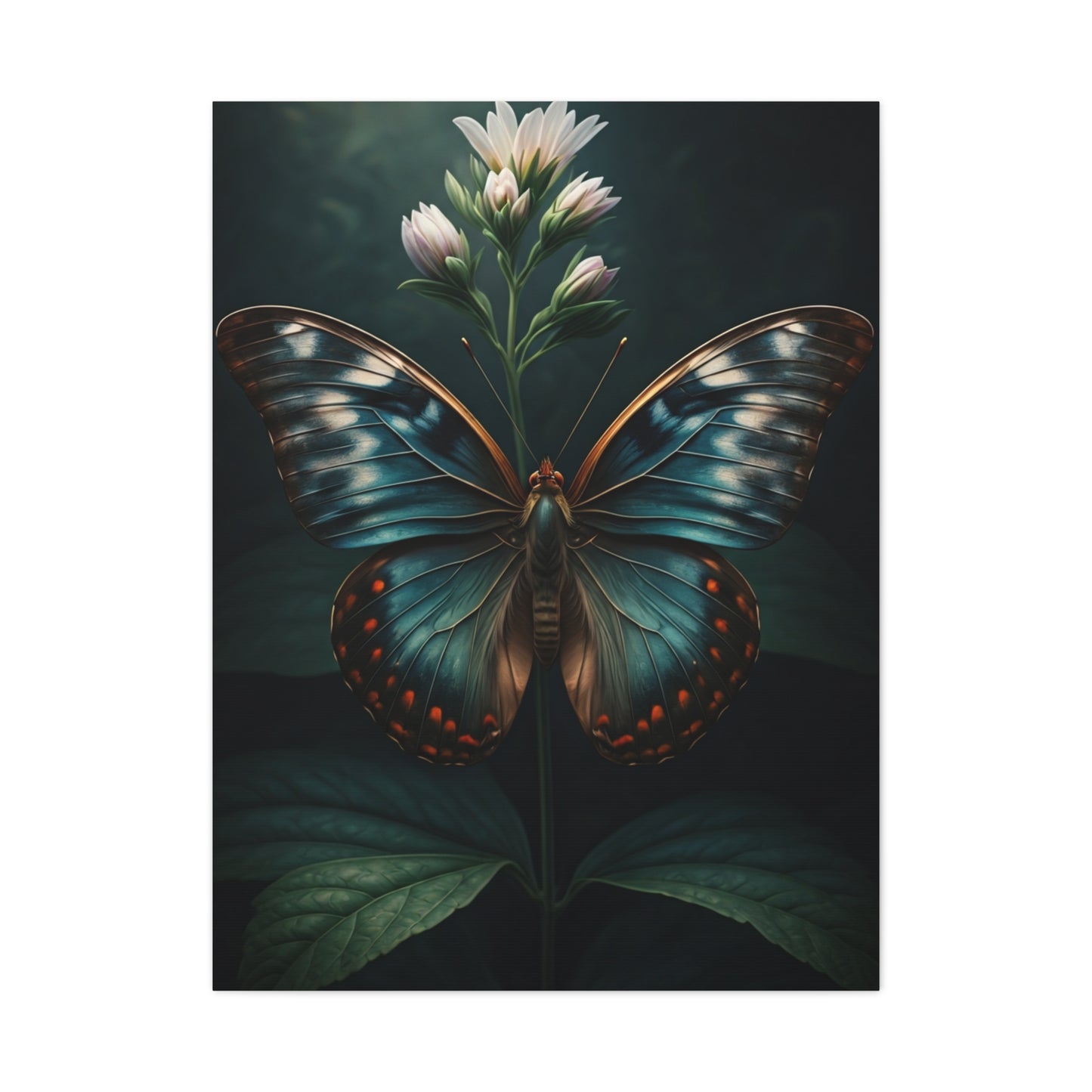 Midnight Blue Garden Butterfly Wall Art & Canvas Prints
