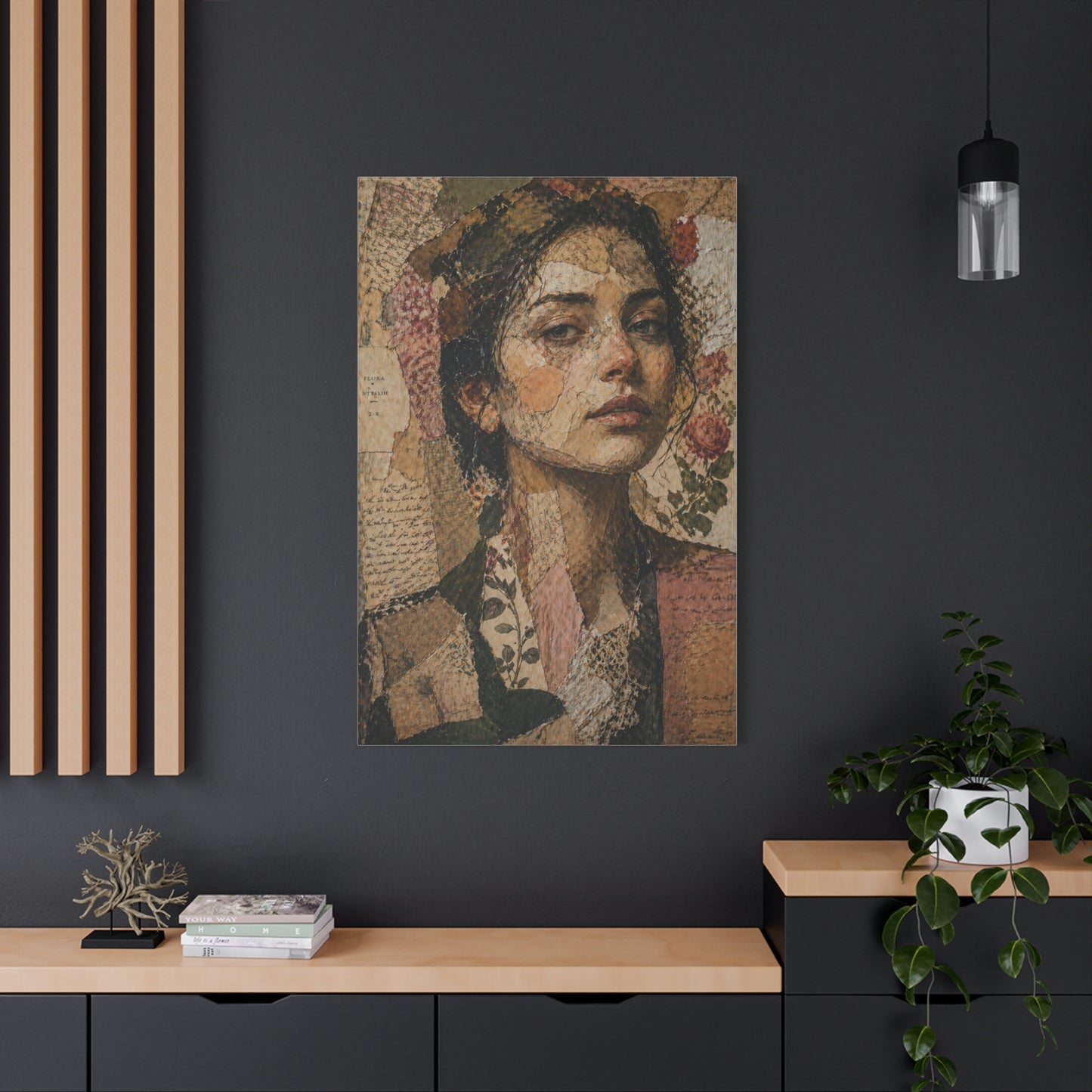 Mixed-Media Feminine Portrait Collage Wall Art & Canvas Print