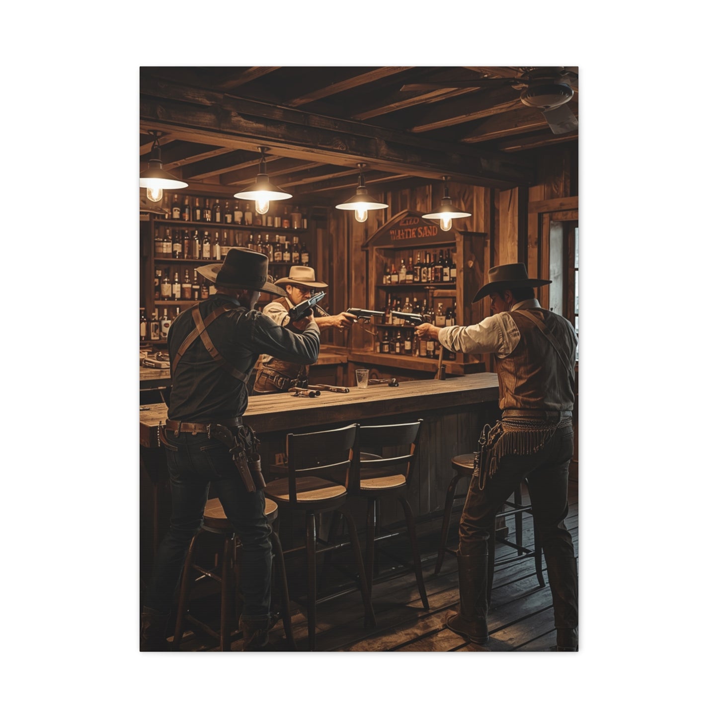 Wild West Saloon Gunfight Wall Art & Canvas Print
