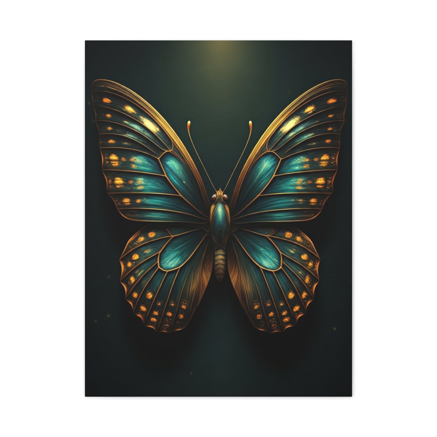 Emerald Gold Butterfly Symmetry Portrait Wall Art & Canvas Prints