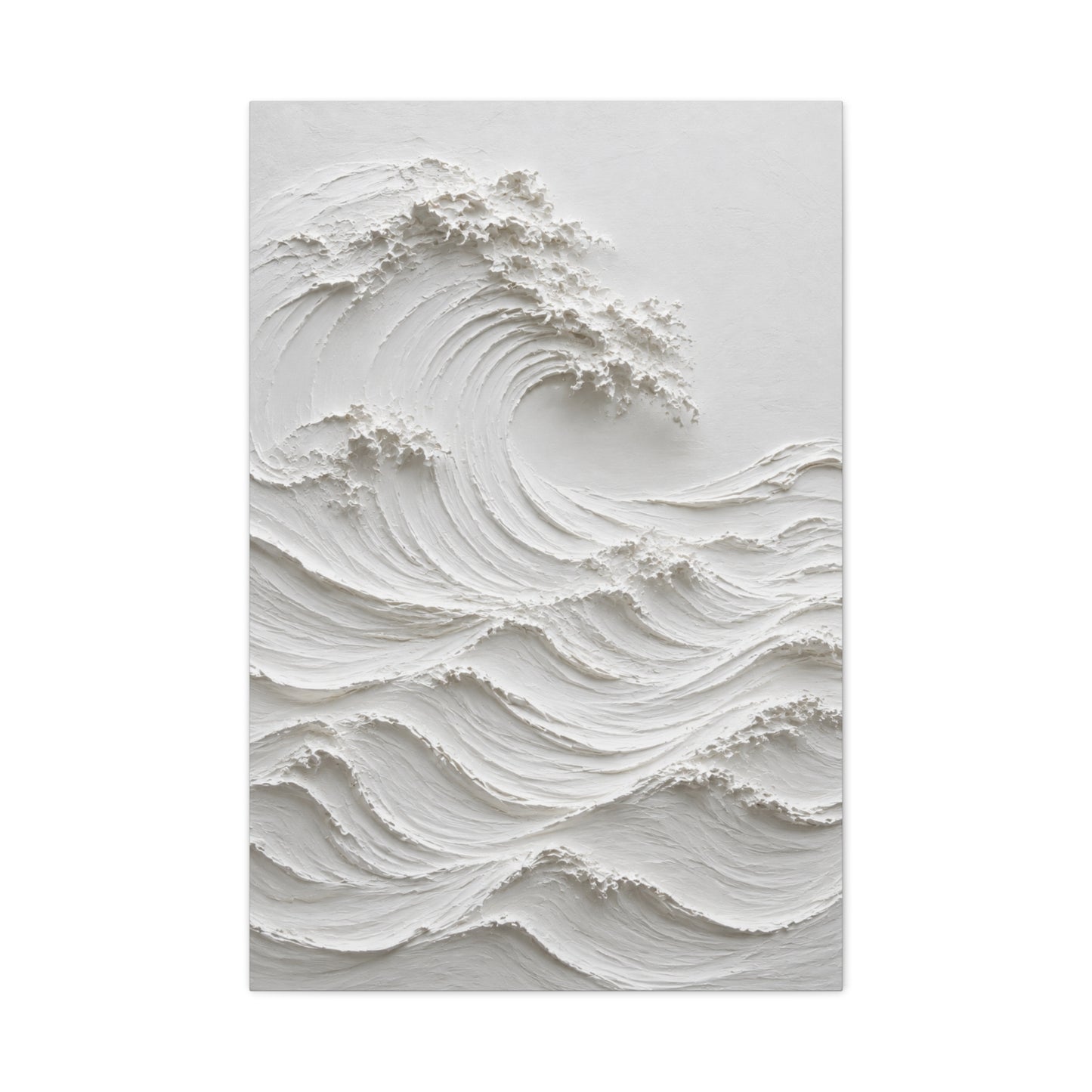 Minimal White Sculptural Wave Texture Wall Art & Canvas Print