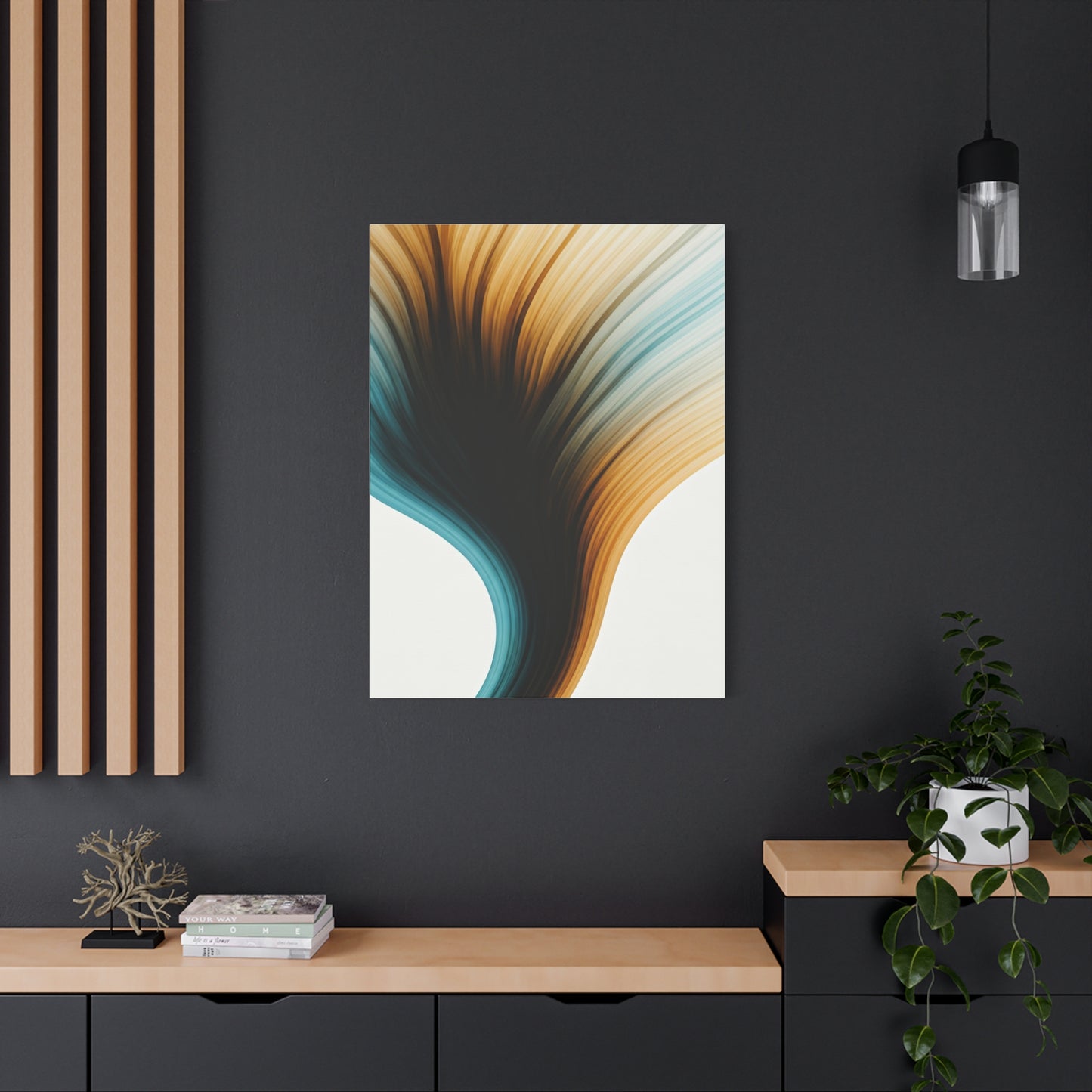 Flowing Gold and Teal Abstract Wall Art & Canvas Prints