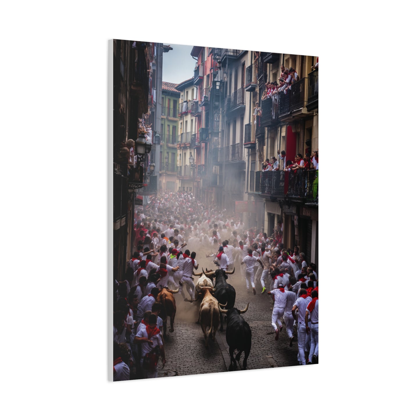 Pamplona Festival Bull Run Wall Art & Canvas Print