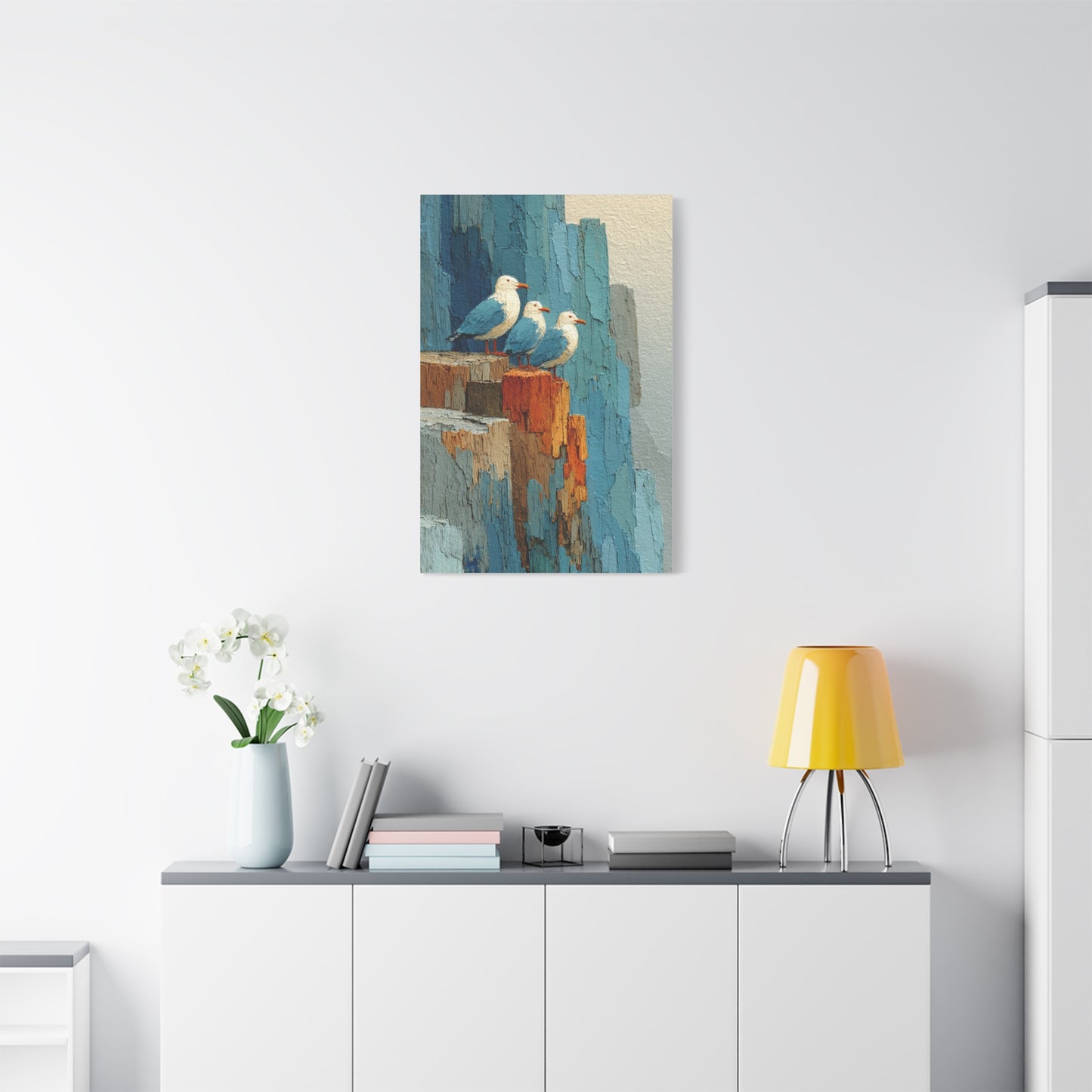 Seagull Trio Driftwood Relief Wall Art & Canvas Print
