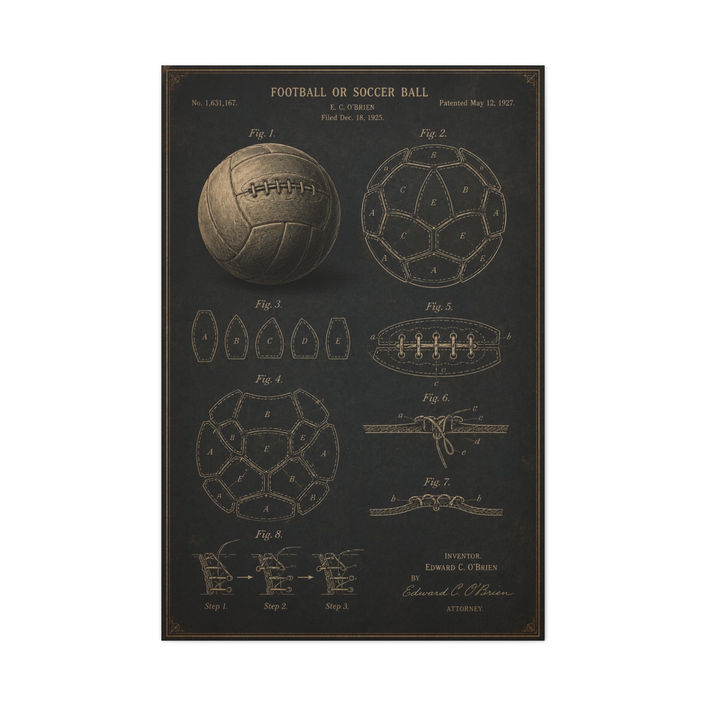 Vintage Soccer Ball Patent Sports Wall Art & Canvas Print
