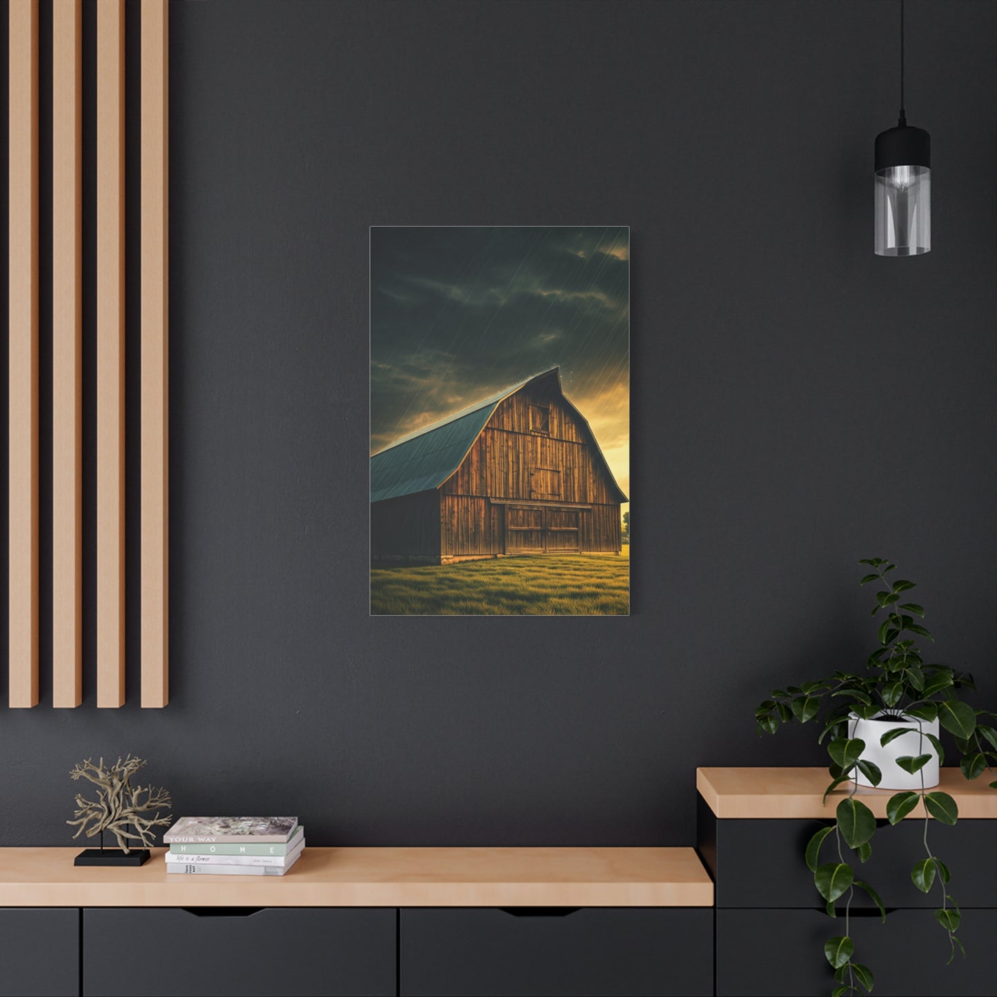 Rainfall on the Quiet Barn Wall Art & Canvas Prints