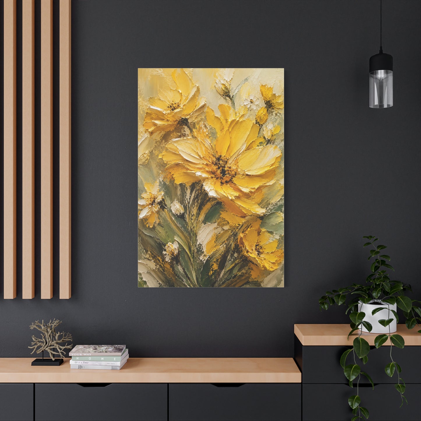 Impasto Golden Floral Texture Composition Wall Art & Canvas Print