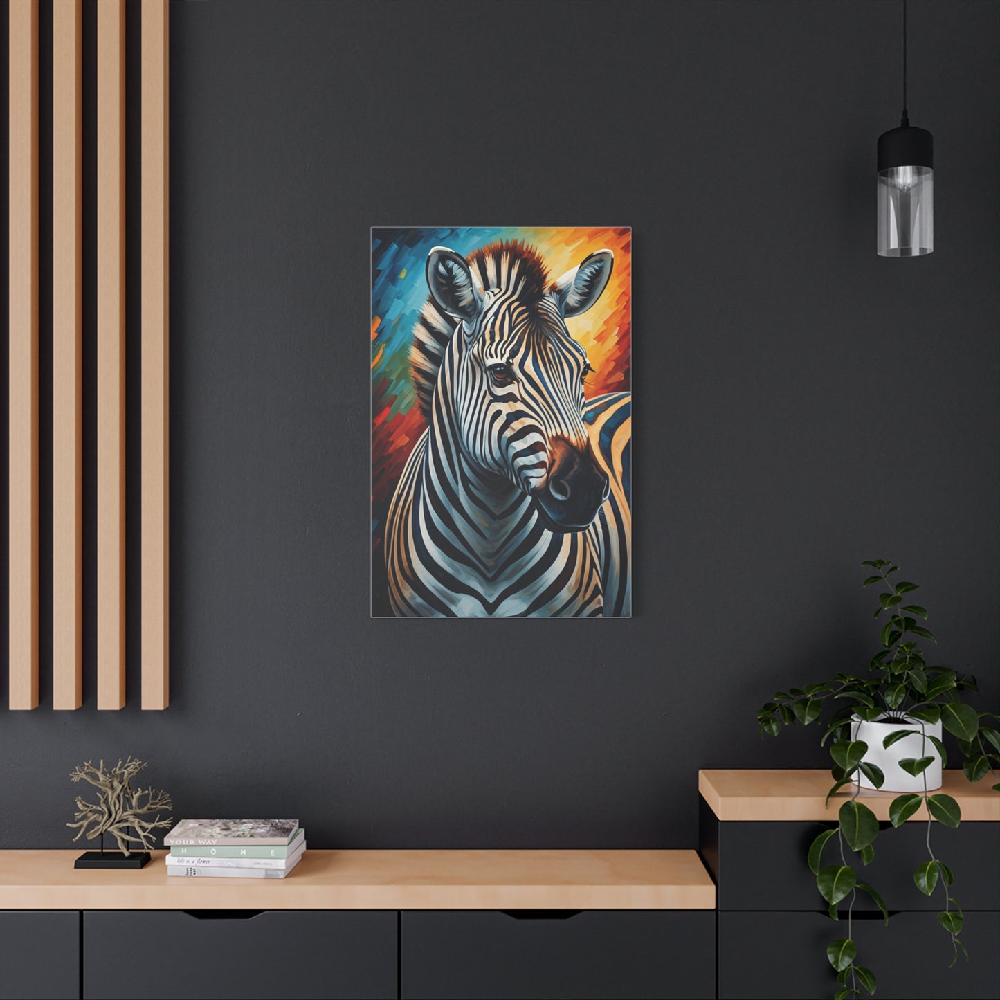 Vibrant Stripes Zebra Portrait Wall Art & Canvas Print