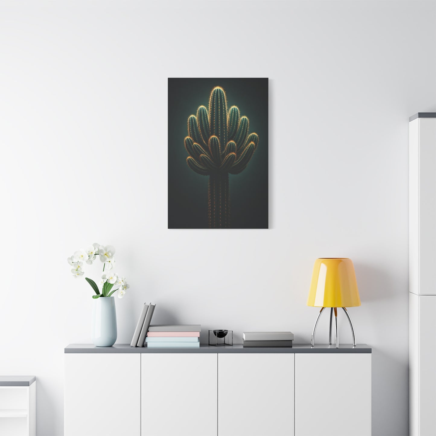 Golden Saguaro Cactus Desert Silhouette Wall Art & Canvas Prints