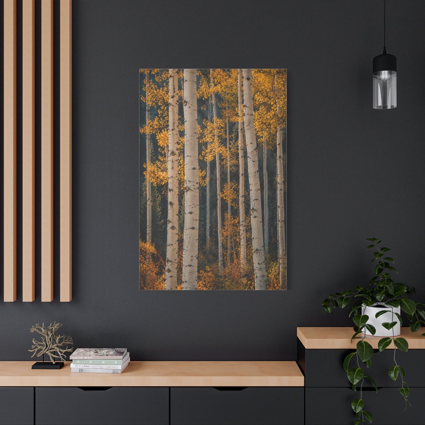 Golden Aspen Forest Autumn Vertical Trees Wall Art & Canvas Print