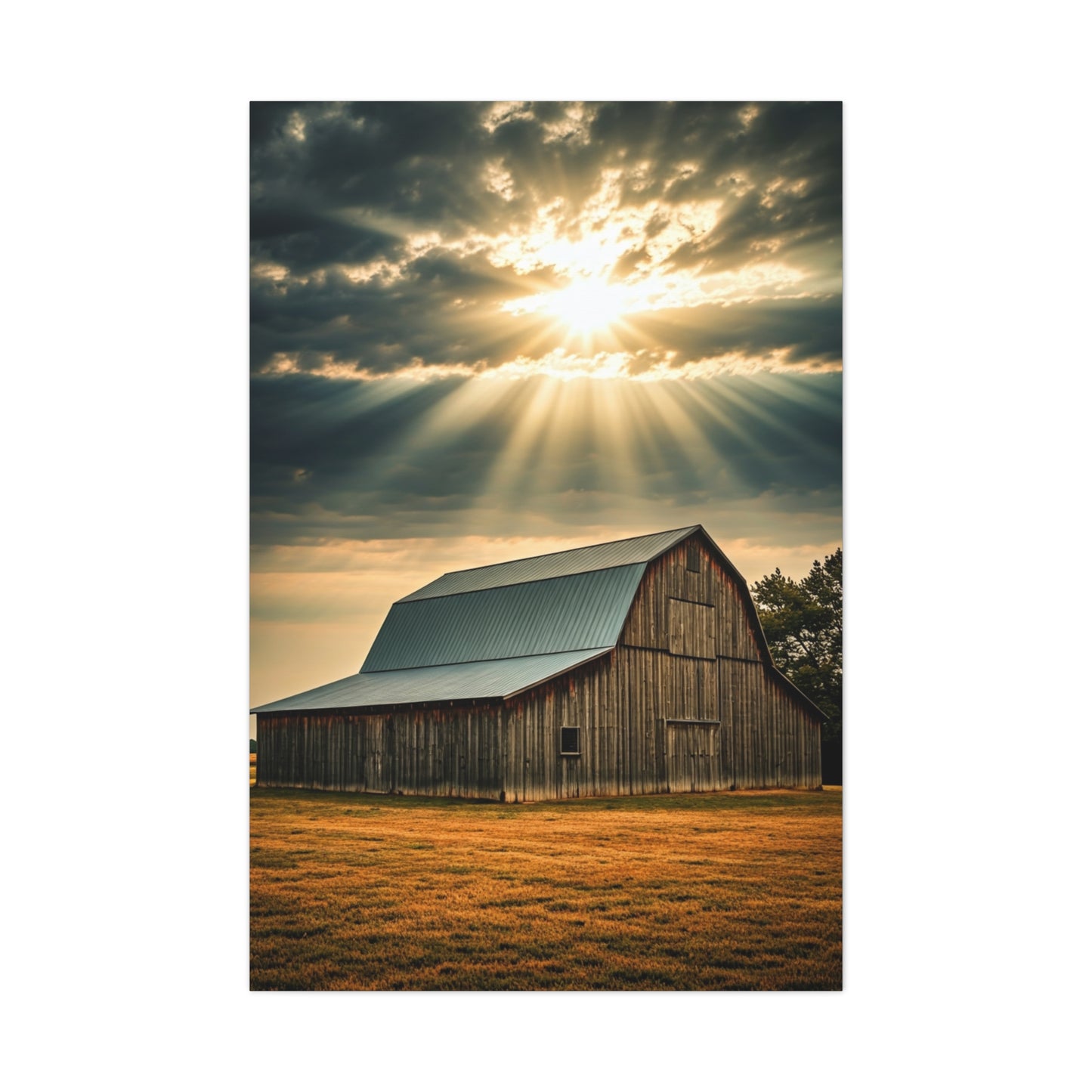 Sunbreak Over the Old Barn Wall Art & Canvas Prints