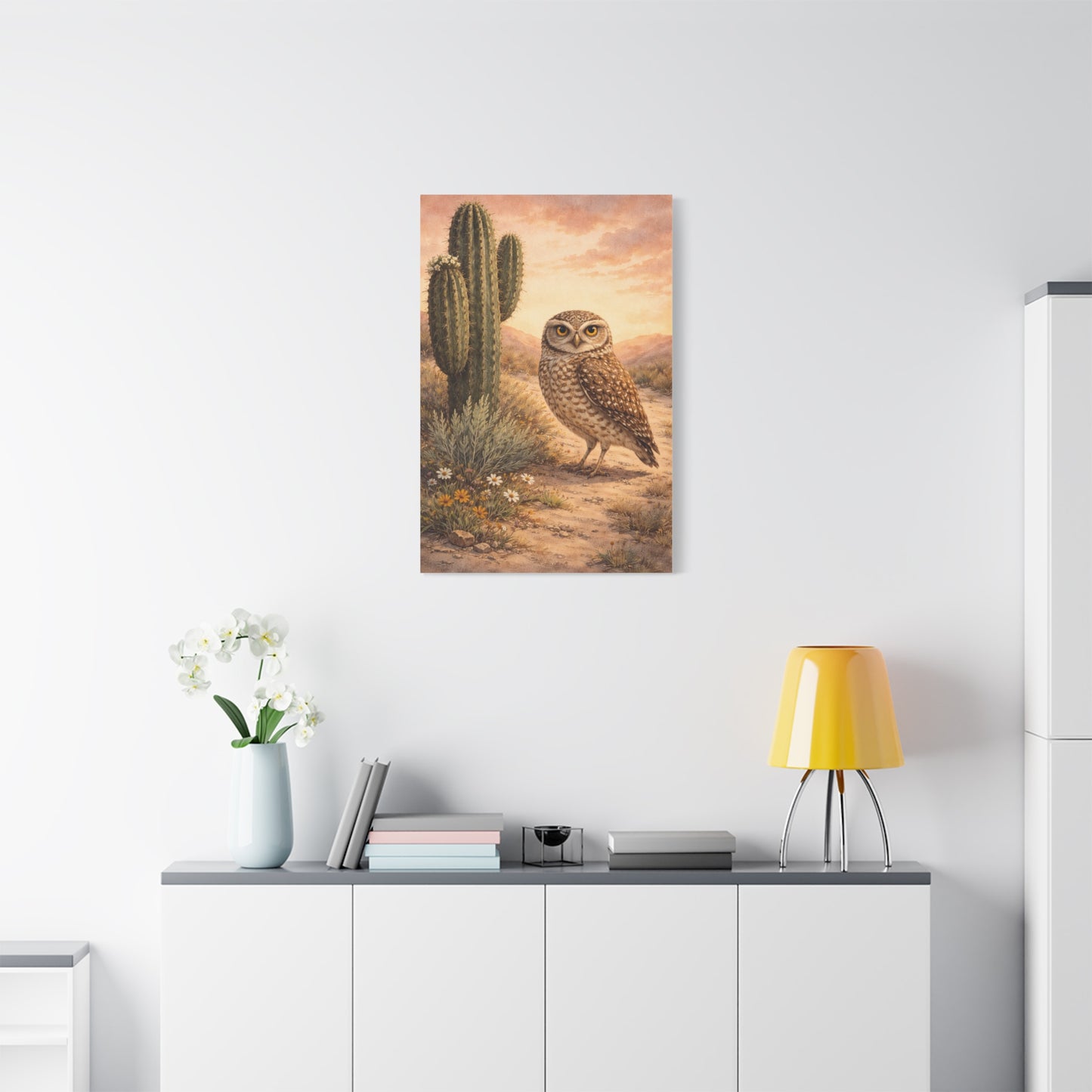 Desert Burrowing Owl Landscape Wall Art & Canvas Print