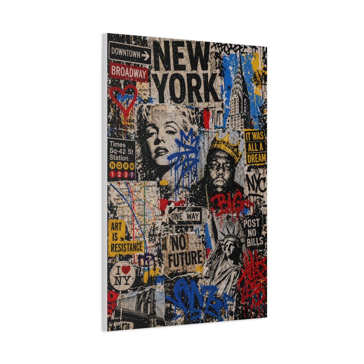 NYC Pop Graffiti Collage Statement Wall Art & Canvas Print