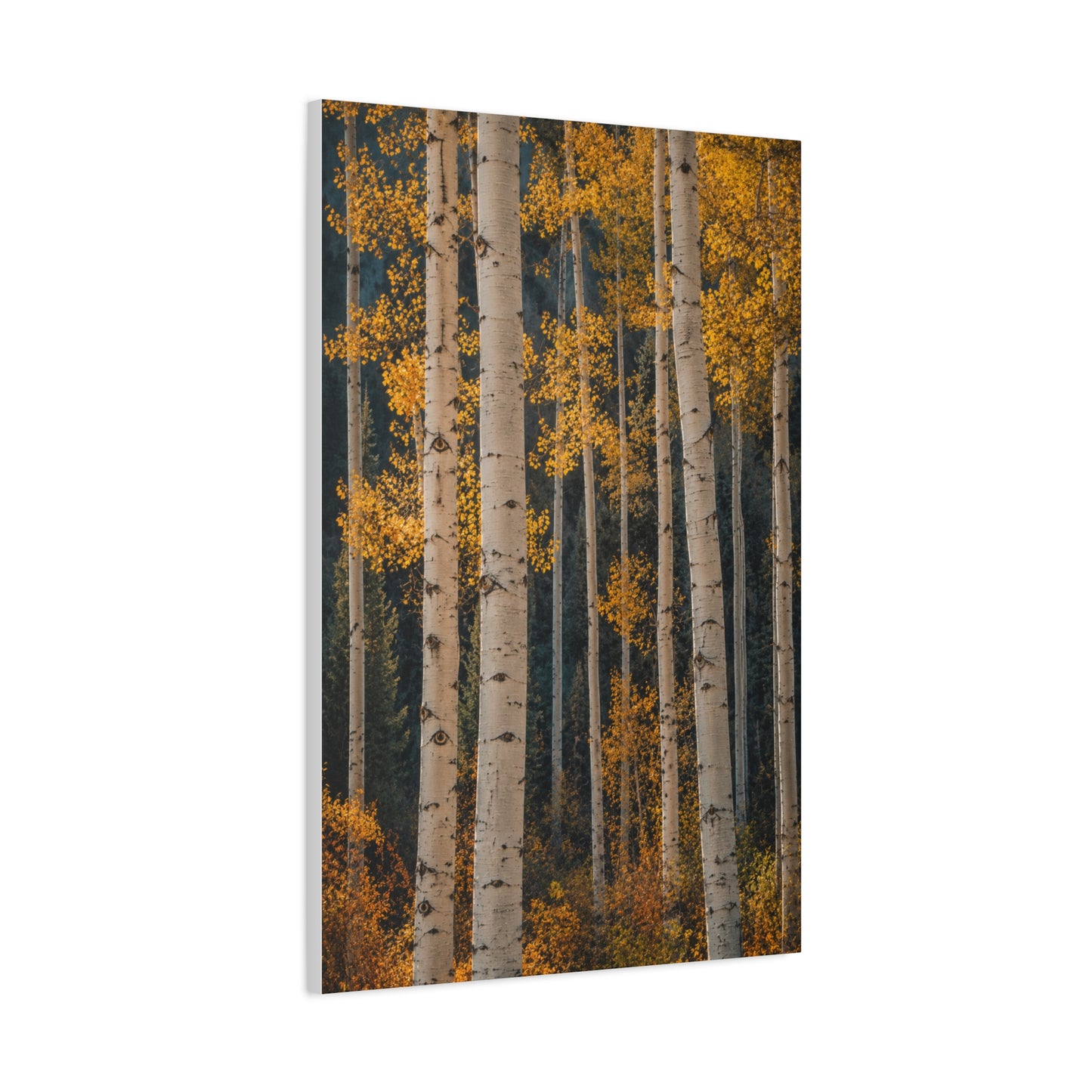 Golden Aspen Forest Autumn Vertical Trees Wall Art & Canvas Print