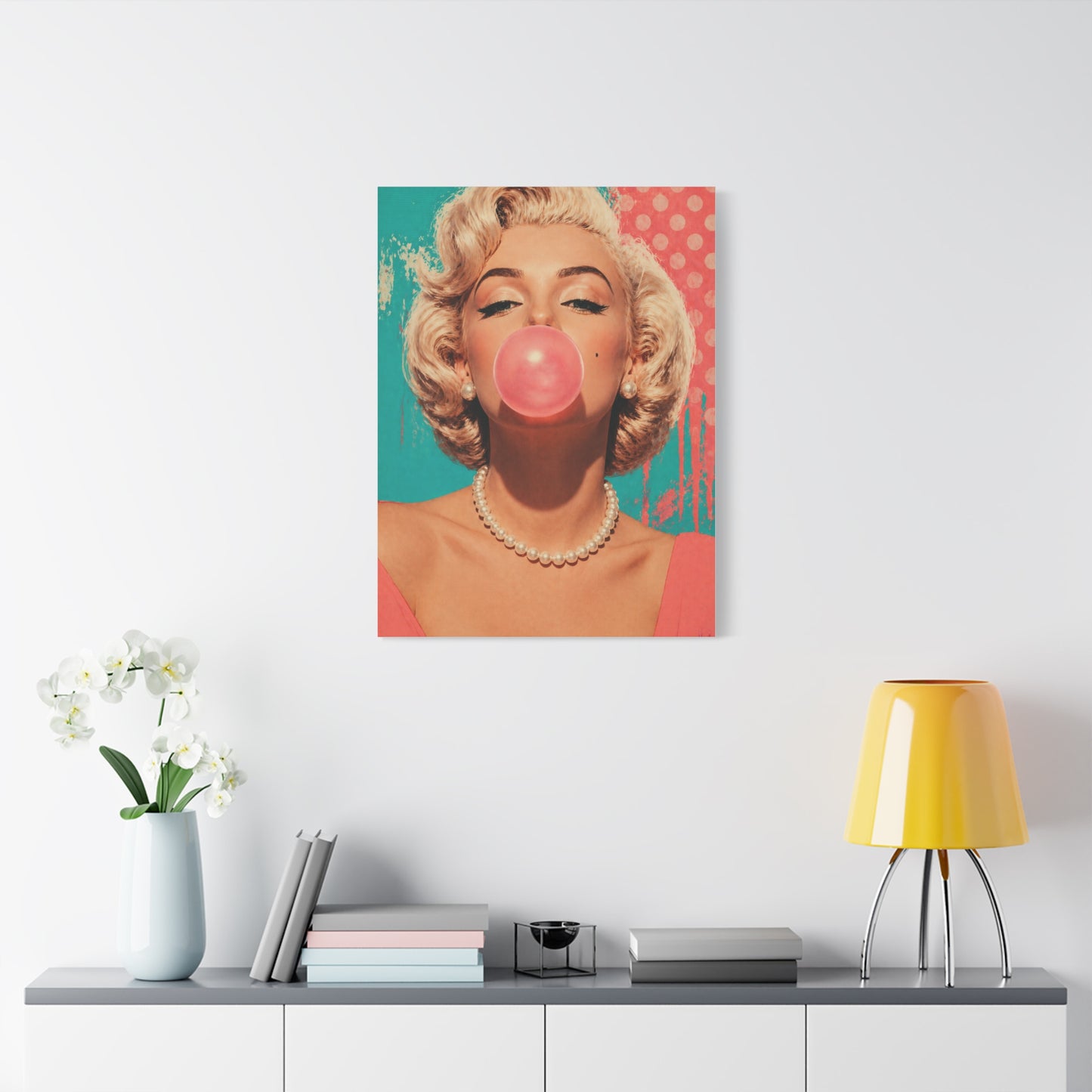 Retro Pop Glam Bubble Portrait Wall Art & Canvas Print