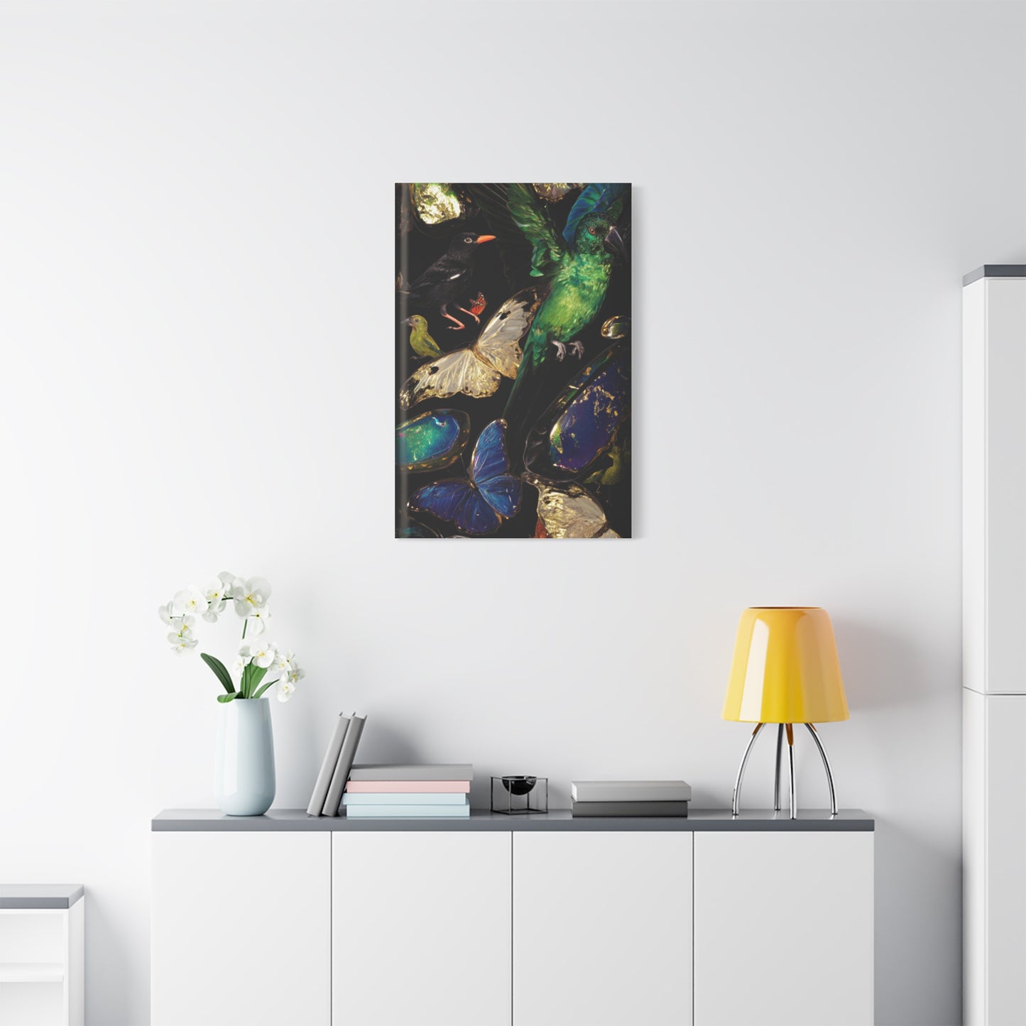 Jewel Tone Birds and Butterflies Wall Art & Canvas Print