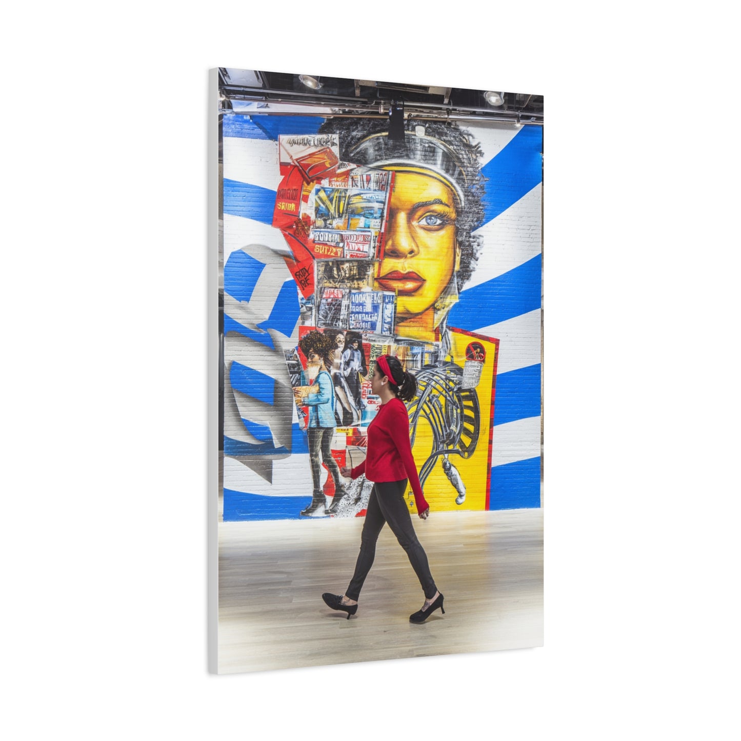 Urban Collage Mural Portrait Wall Art & Canvas Print