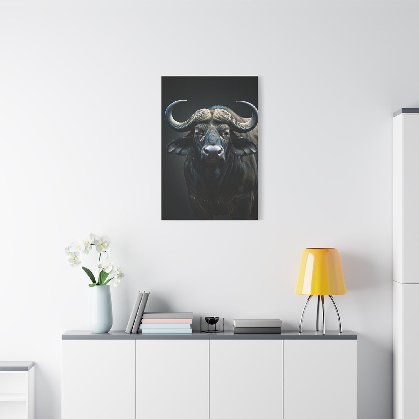 Ultra-Dark Matte Cape Buffalo Portrait Wall Art & Canvas Print
