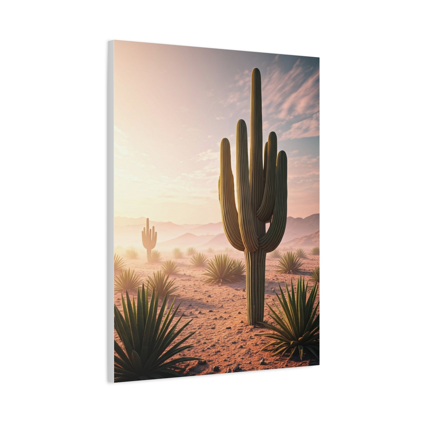 Desert Saguaro at Pastel Sunrise Wall Art & Canvas Prints
