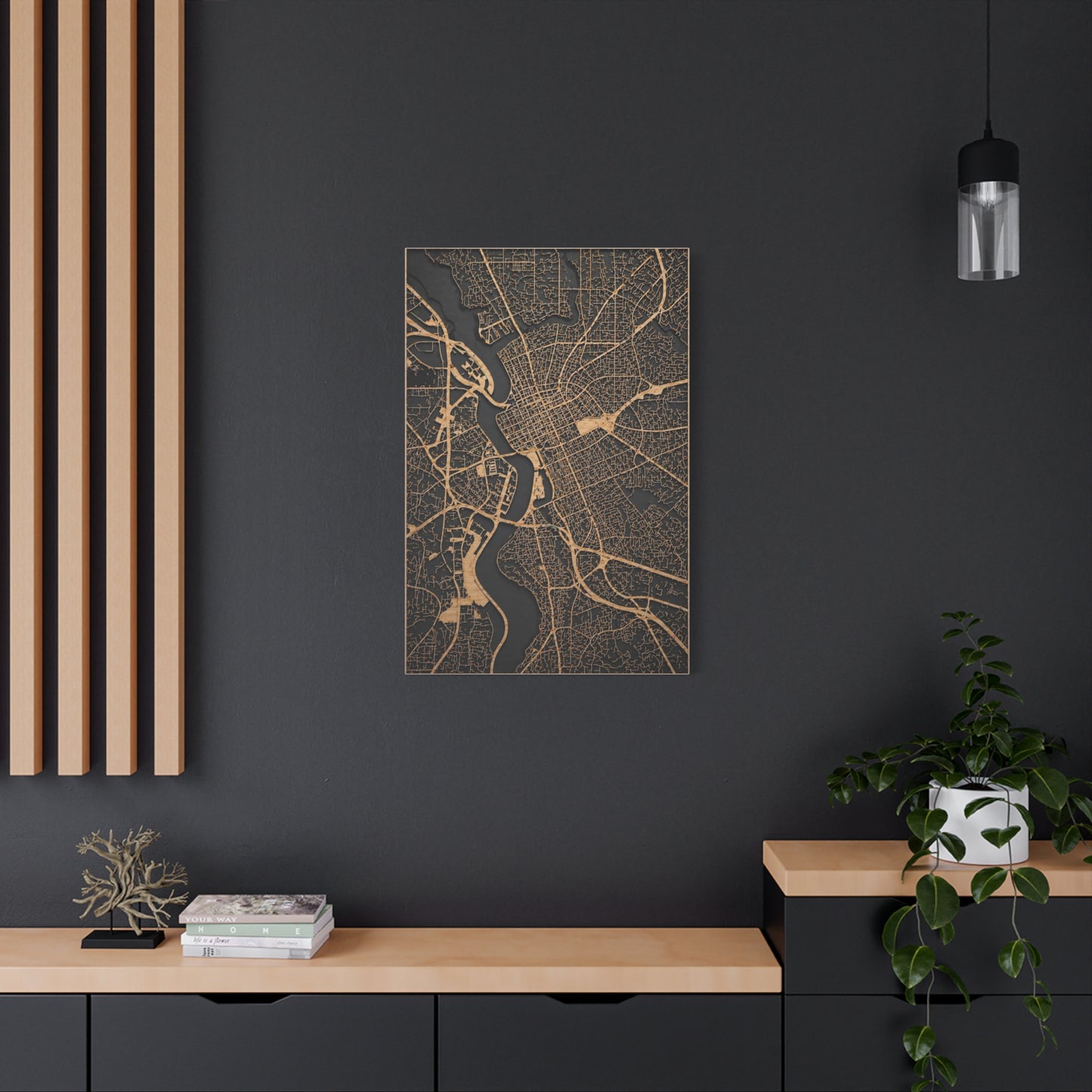 Laser-Cut City Map Relief Wall Art & Canvas Print