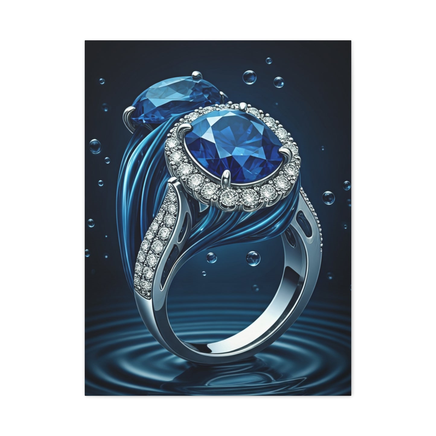 Blue Sapphire Ring in Deep Water Wall Art & Canvas Prints