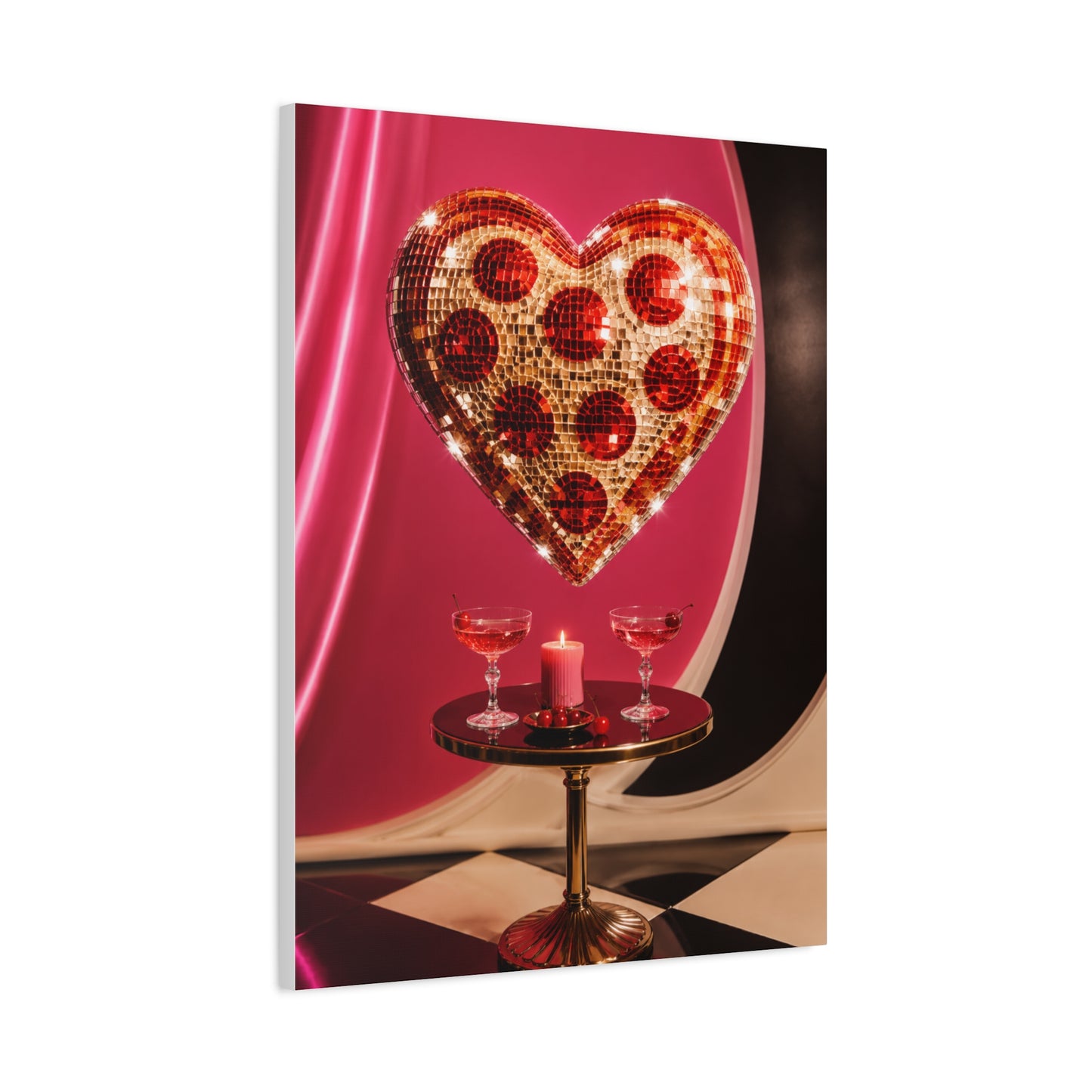 Disco Heart Cocktail Romance Scene Wall Art & Canvas Print