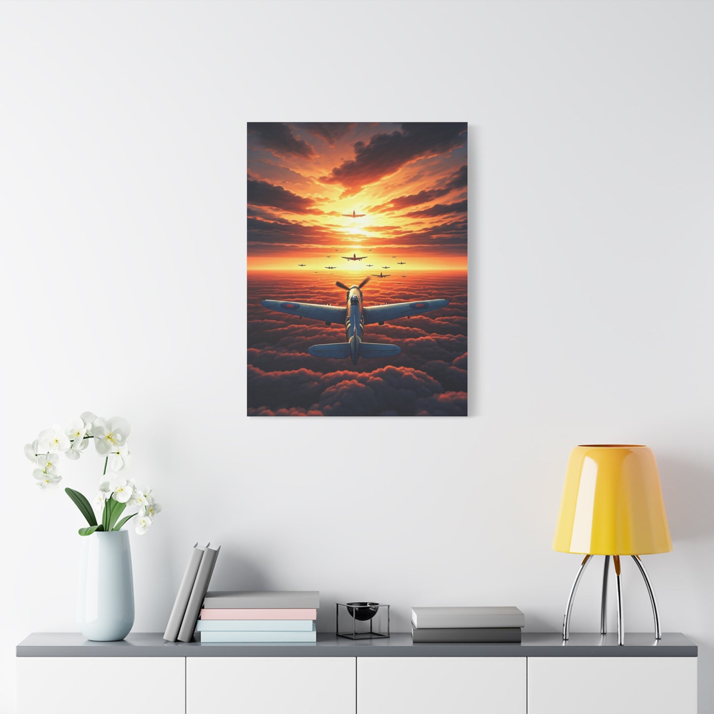 Sunset Flight Above the Clouds Wall Art & Canvas Prints