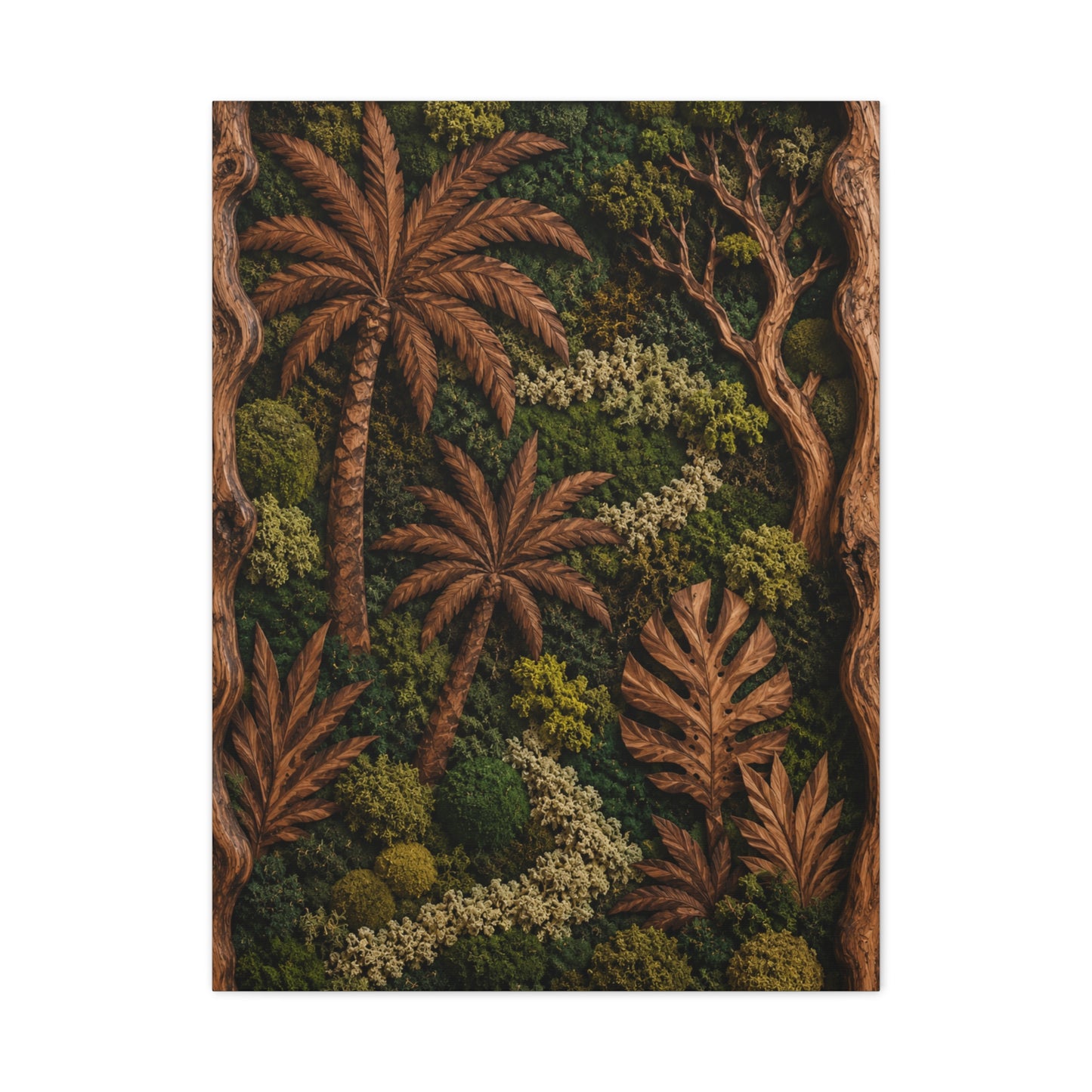 Biophilic Tropical Wood Relief Landscape Tropical Wall Art & Canvas Print
