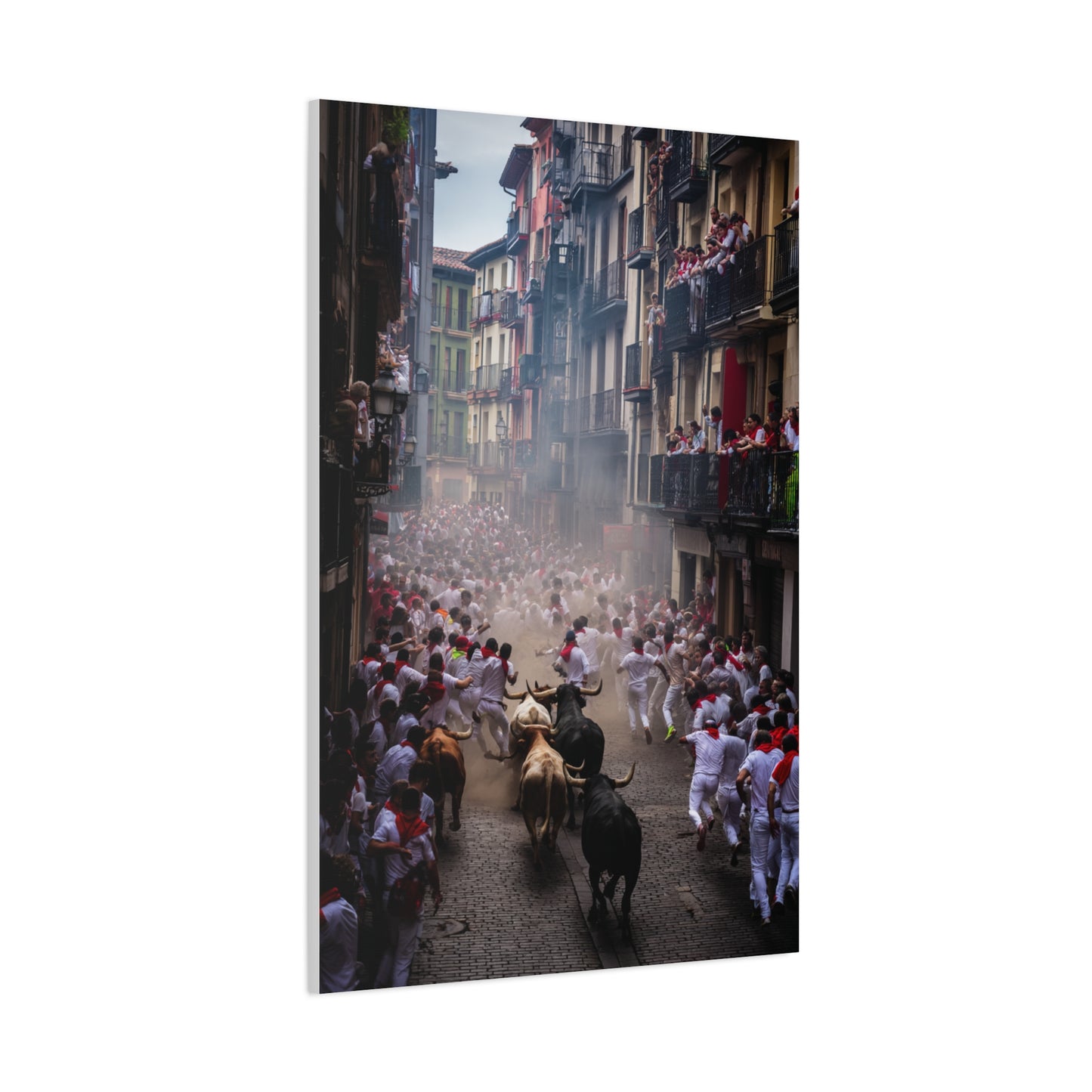 Pamplona Festival Bull Run Wall Art & Canvas Print