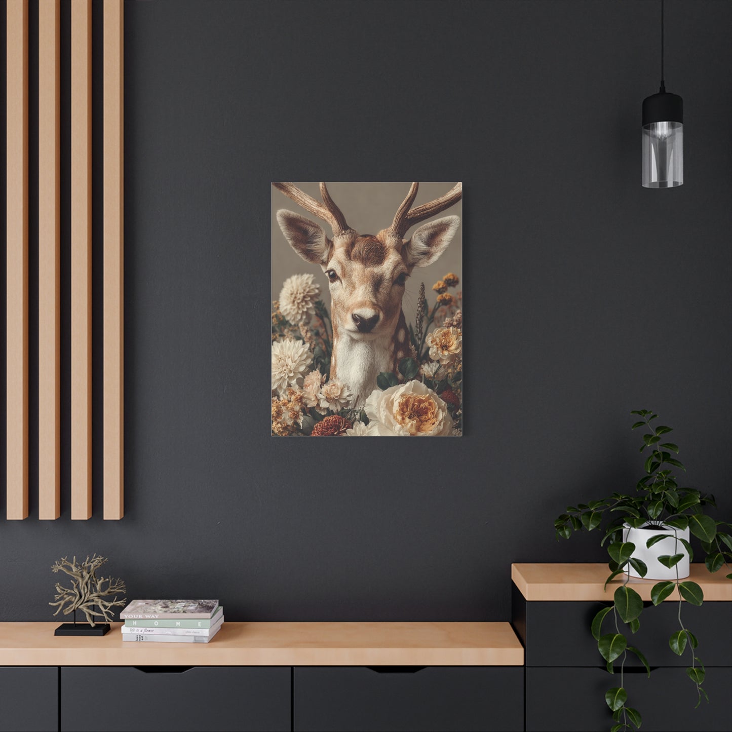 Botanical Deer Portrait Wall Art & Canvas Print