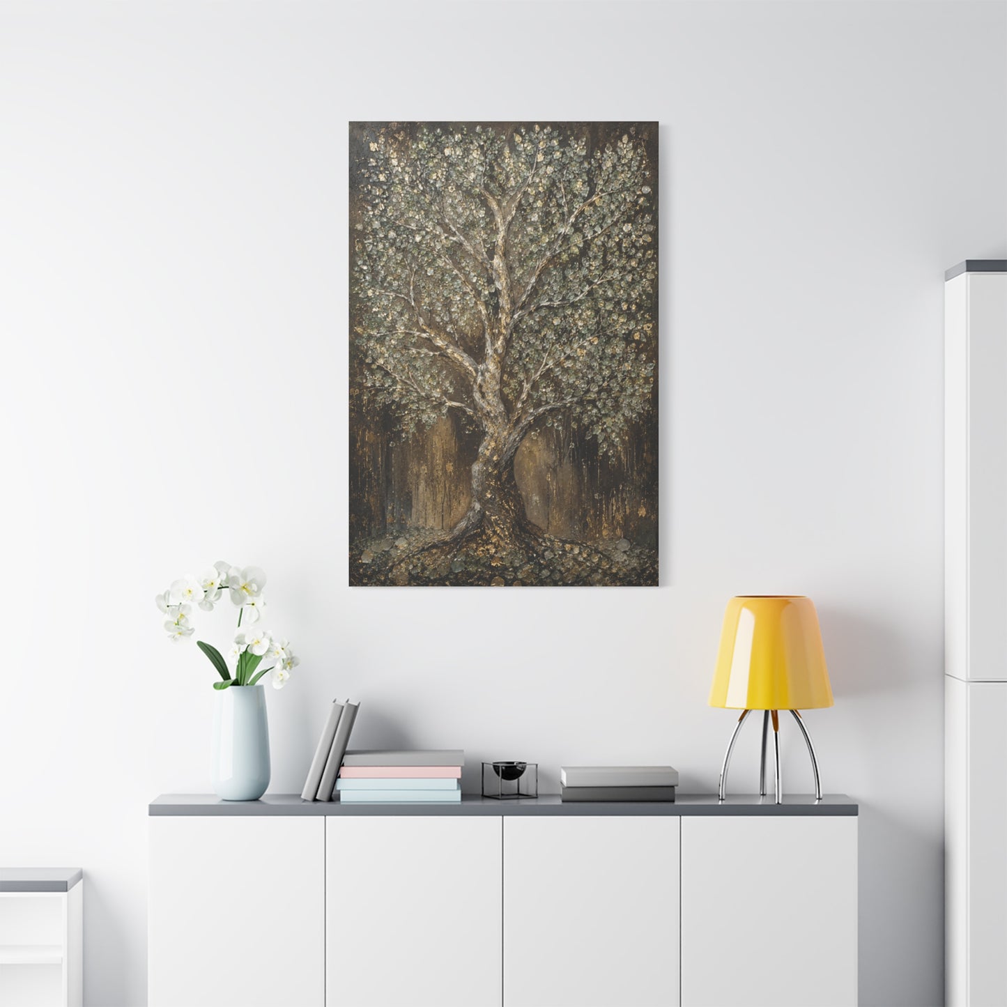 Golden Abstract Tree Texture Luxury Trees Wall Art & Canvas Print