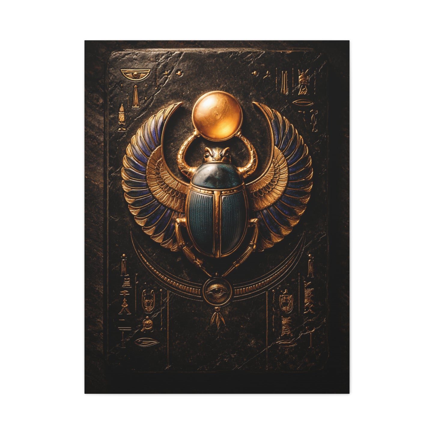 Egyptian Scarab Gold Relief Wall Art & Canvas Print