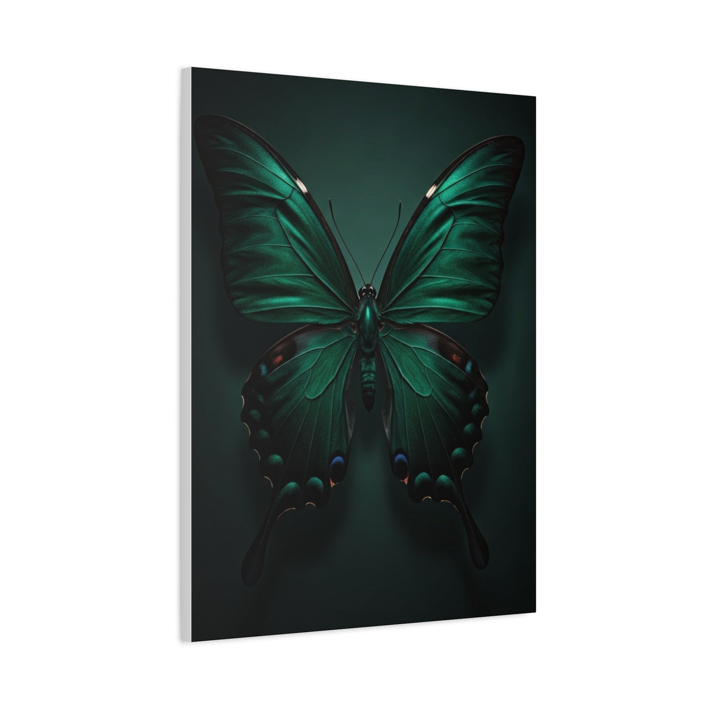 Symmetrical Emerald Butterfly Portrait Wall Art & Canvas Prints