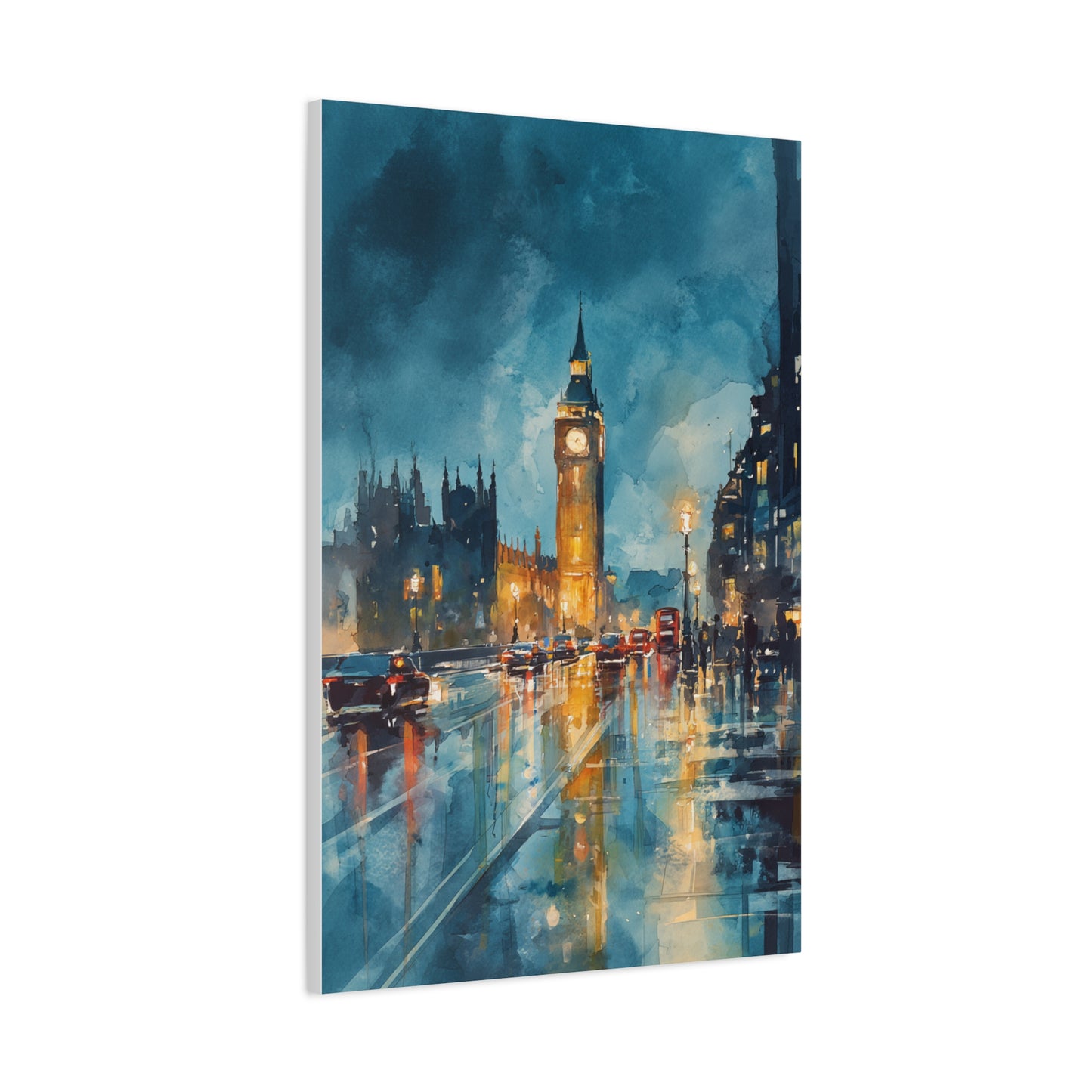 Rainy London Big Ben Reflection Wall Art & Canvas Print