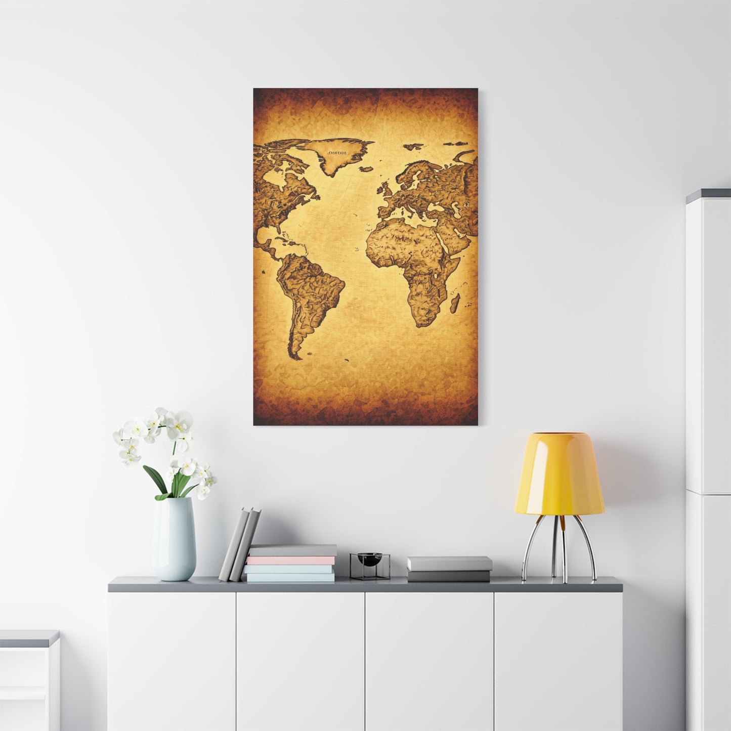 Vintage Portrait Sketch Map Background Wall Art & Canvas Print